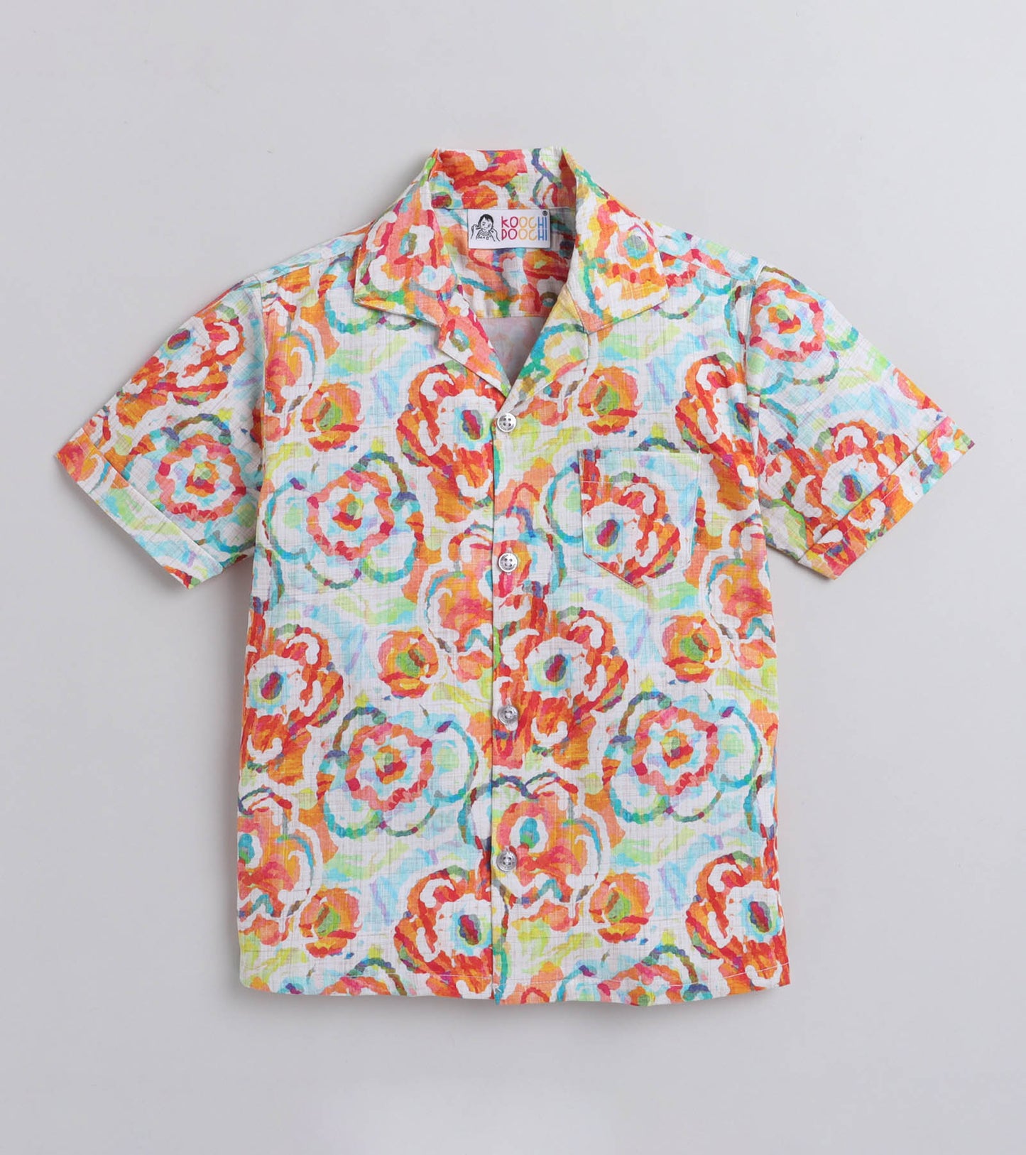 Flower Lush Digital printed Shirt with White solid Shorts