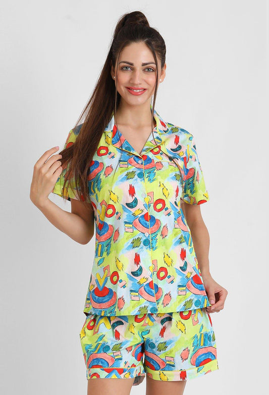 Paint Brush Printed Nightsuit Set for Women