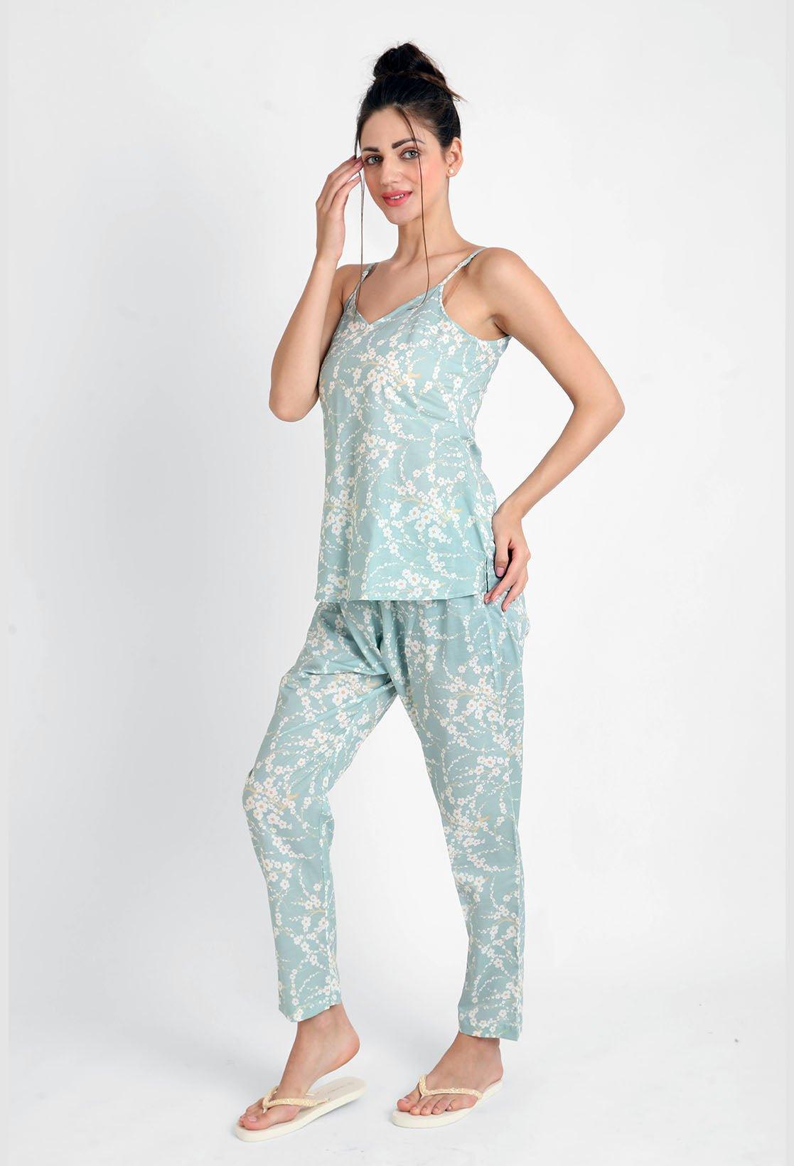 Blossom Printed Singlet Pajama Set for Women