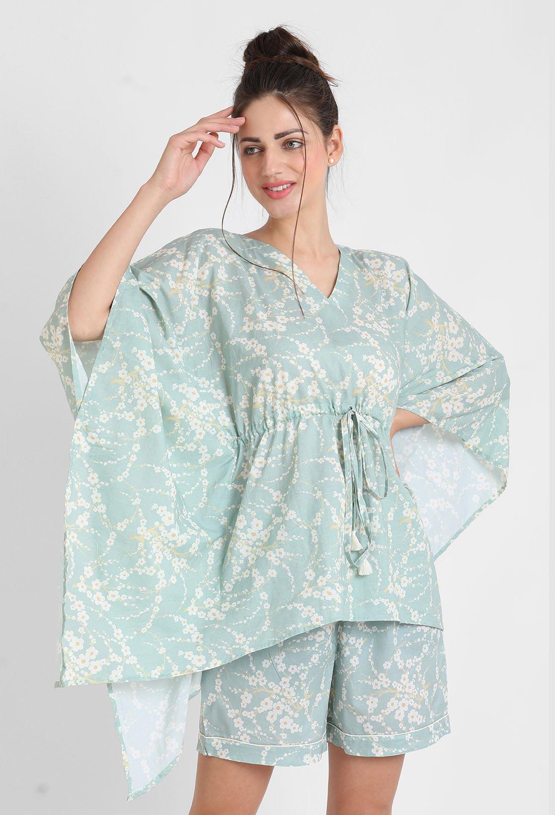 Blossom Print Kaftan Shorts Set