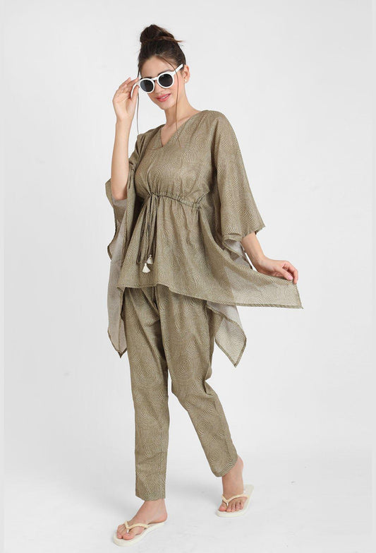 Warli Print Kaftan Pajama Set