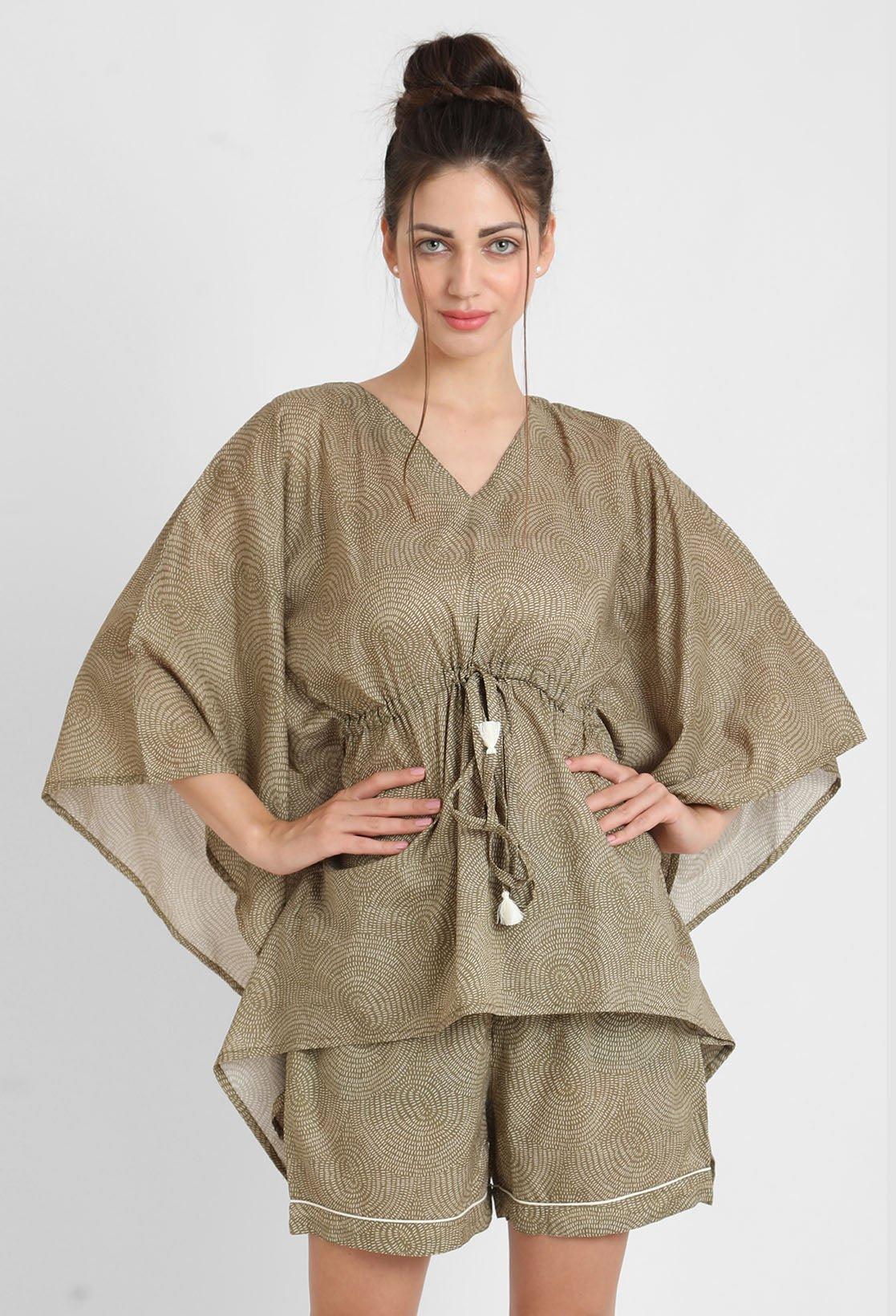 Warli Print Kaftan Shorts Set