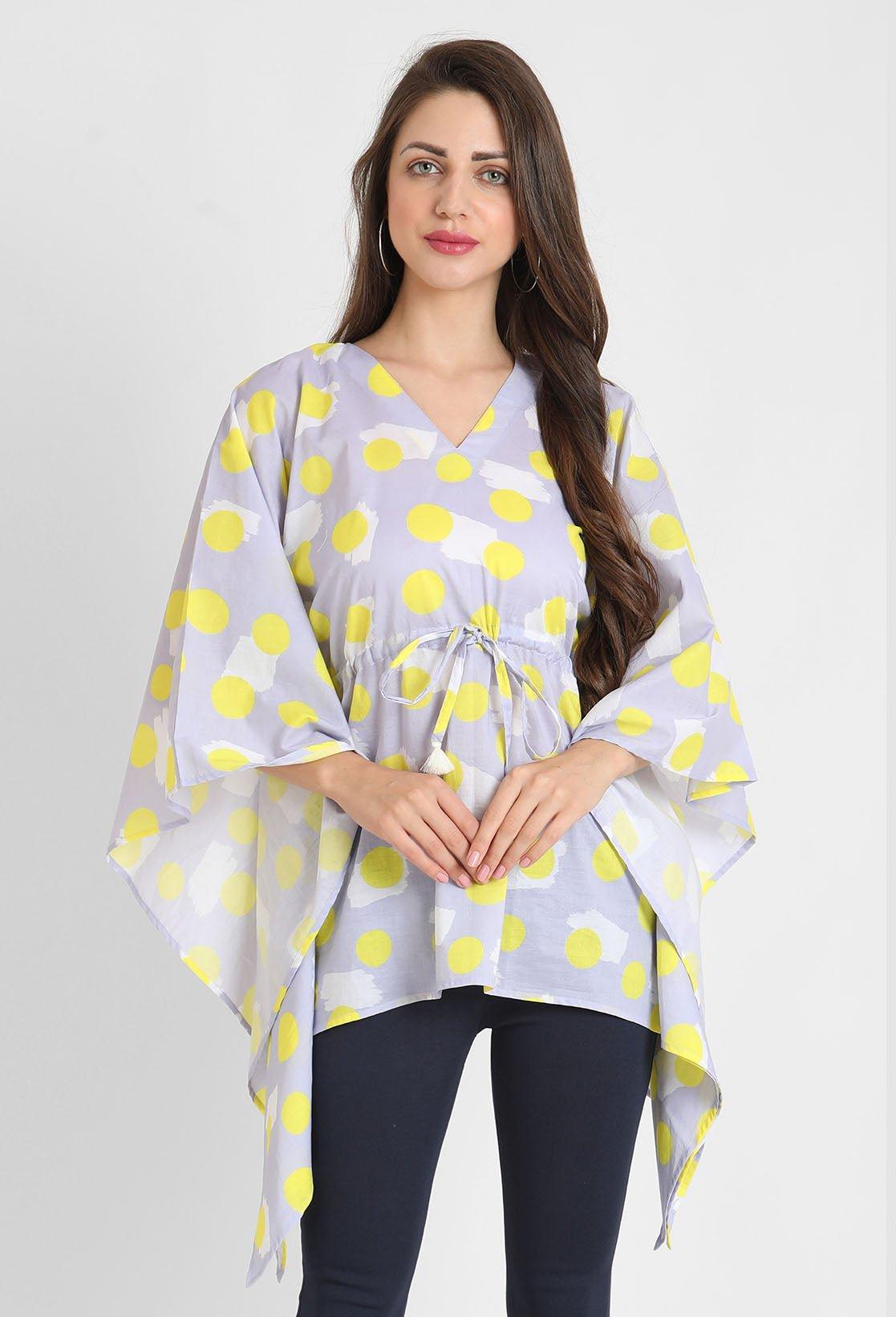 Yellow Polka Print Kaftan