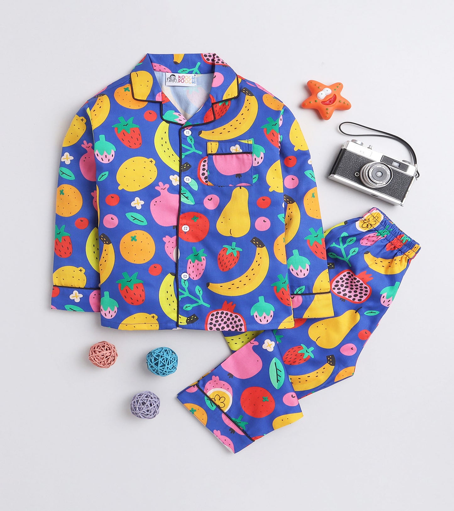 Fruity Sapphire Printed Night Suit Set