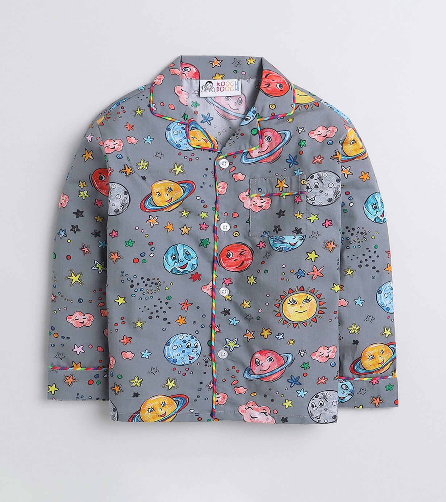 Grey Space Printed Night Suit Set