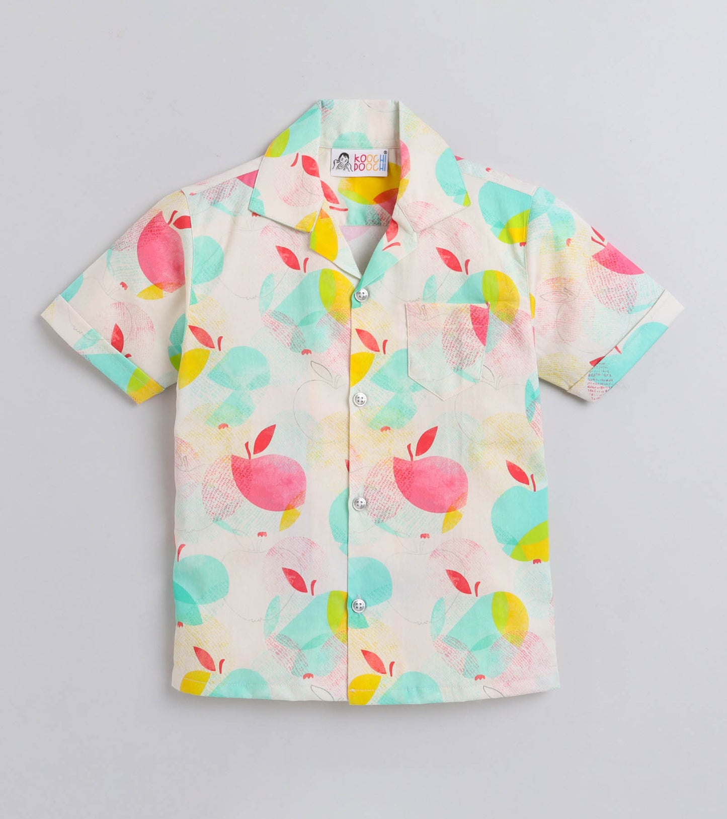 Half Apple Digital printed Shirt with White solid Shorts
