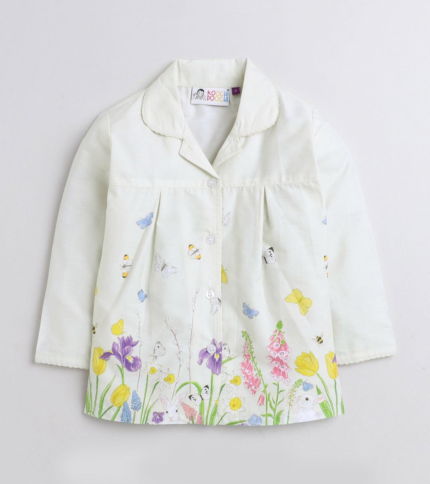 Floral Border Girls Printed Nightsuit set