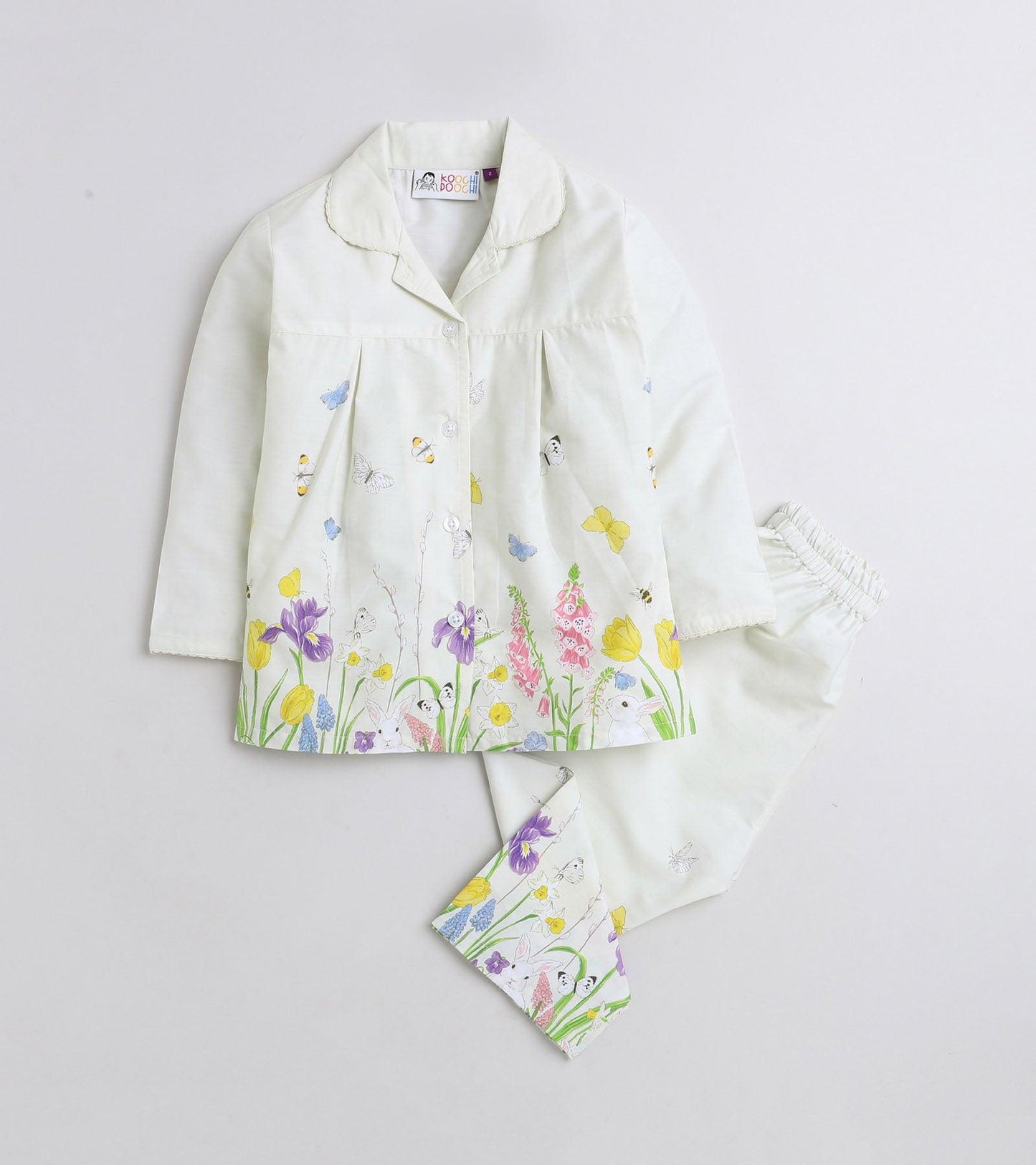 Floral Border Girls Printed Nightsuit set