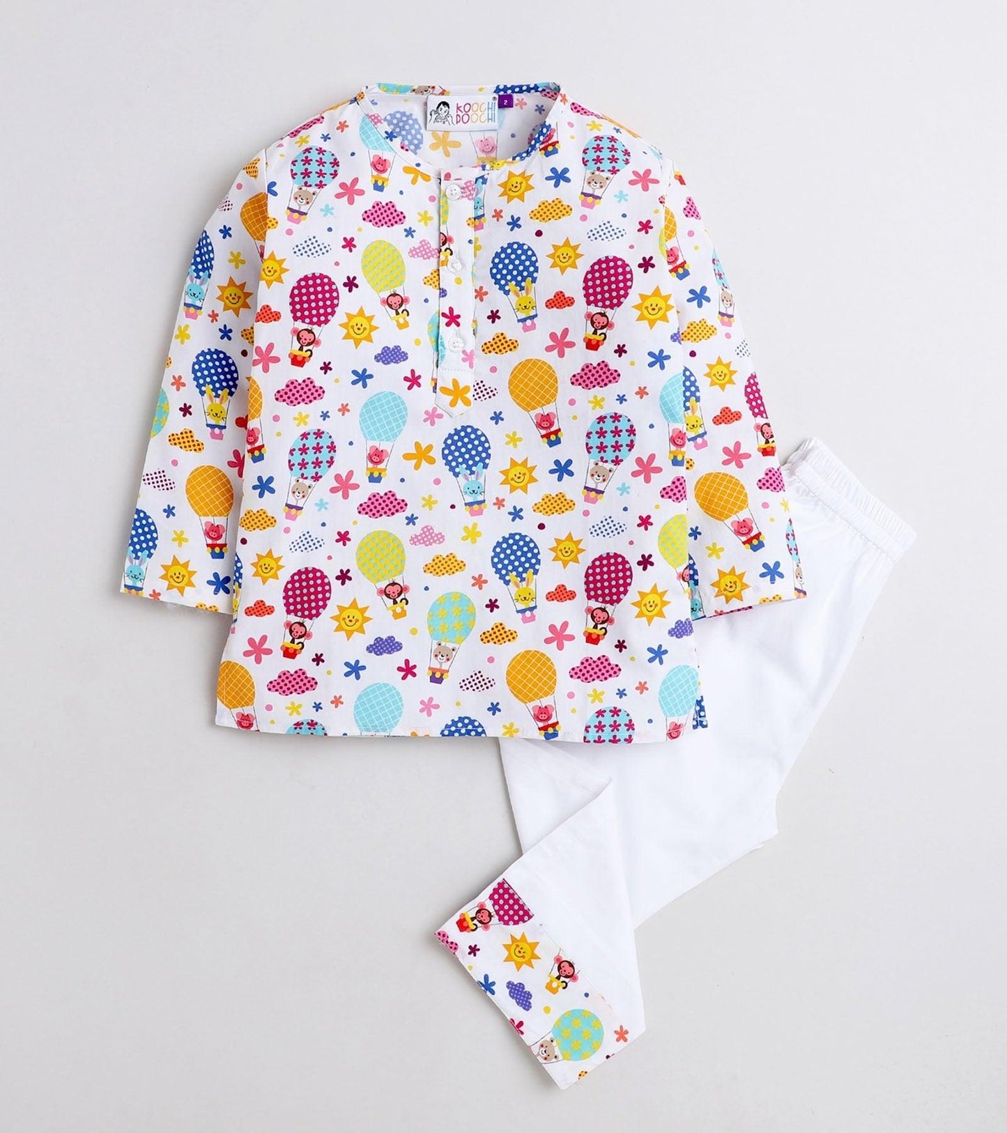 Hot Air Balloon Printed Pyjama Kurta Set
