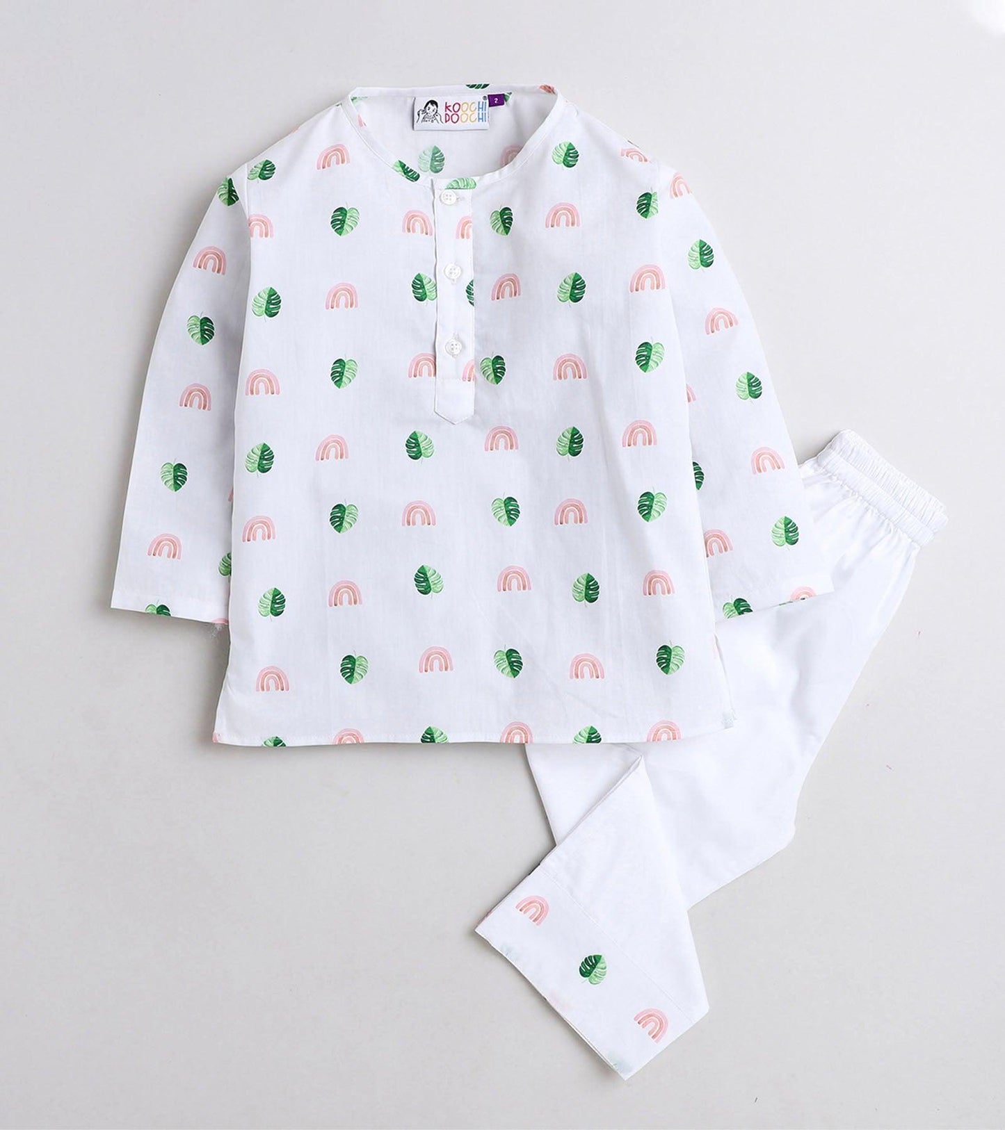 Monstera Printed Pyjama Kurta Set