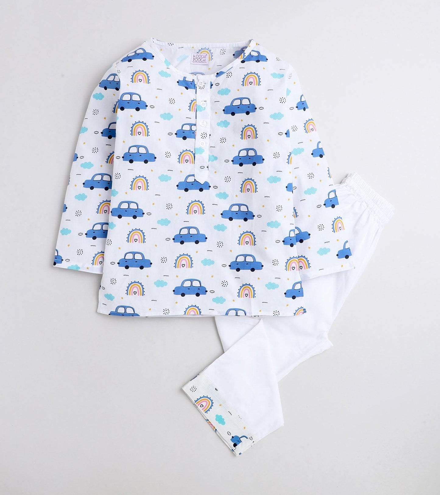 Mini Car Printed Pyjama Kurta Set