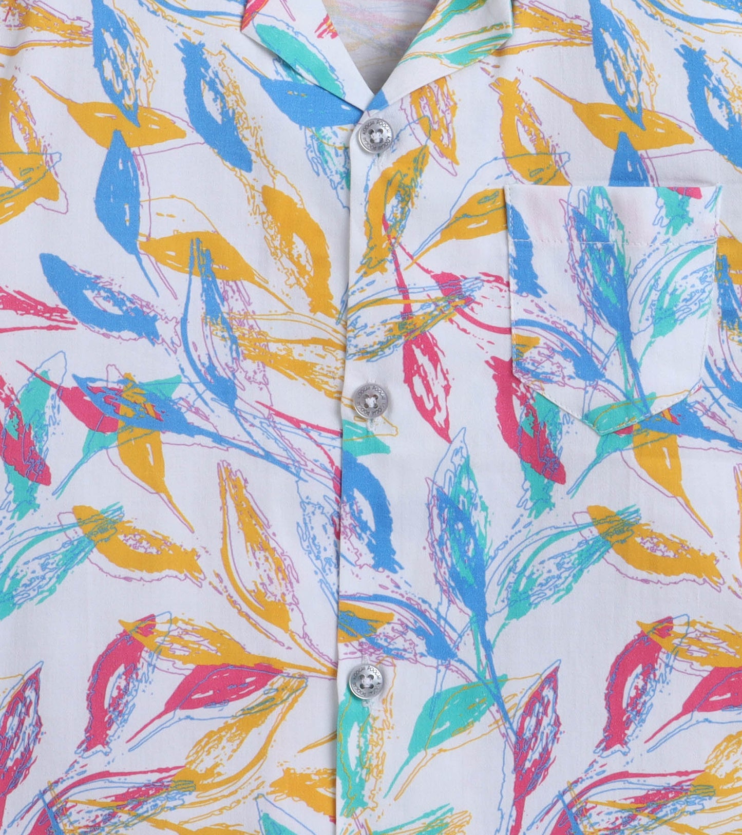 Leaf Shadow Digital printed Shirt with White solid Shorts