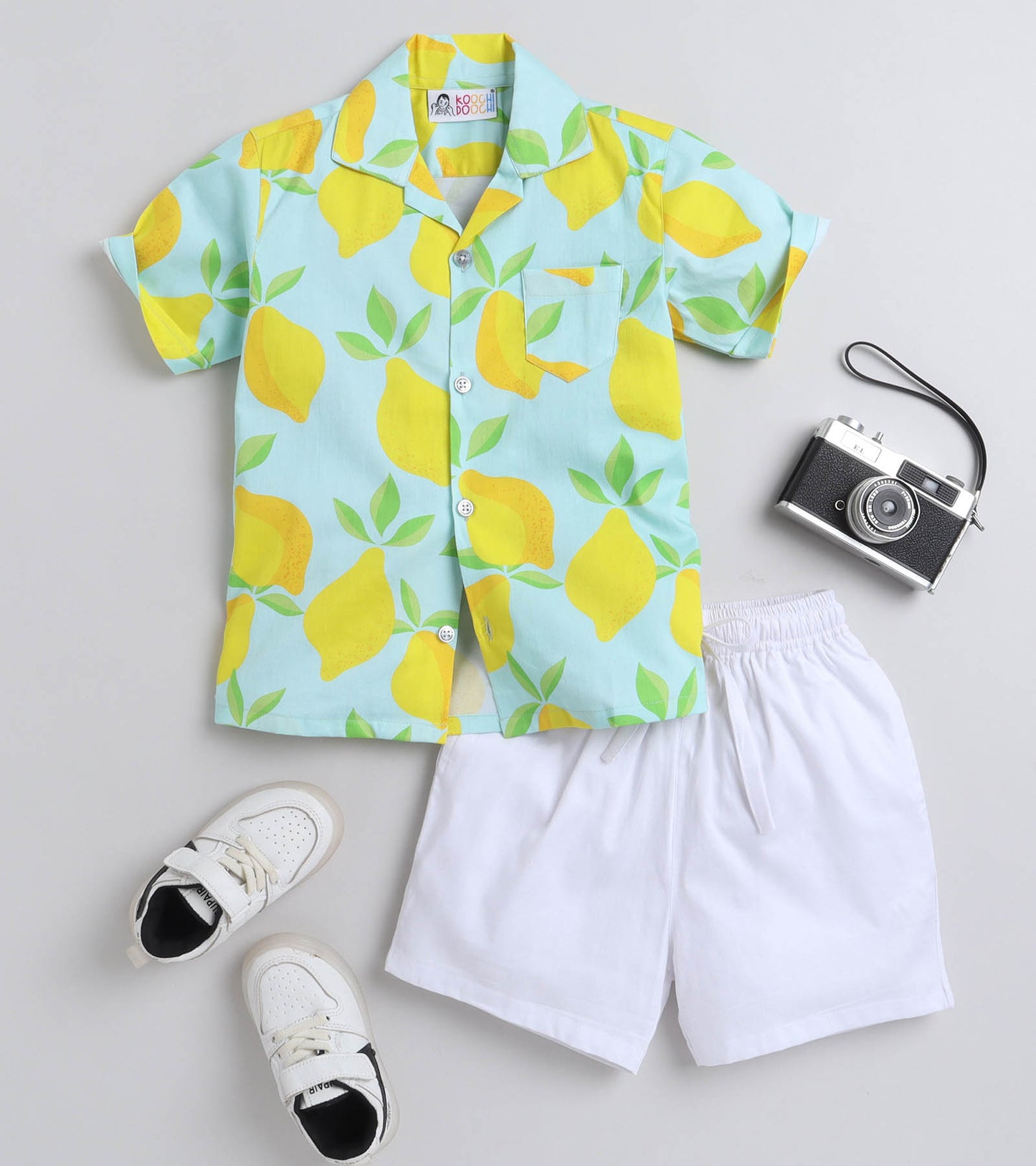 Lemony Digital printed Shirt with White solid Shorts