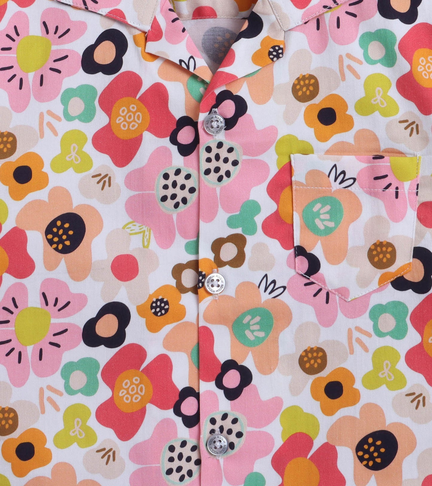 Max Flower Digital printed Shirt with White solid Shorts