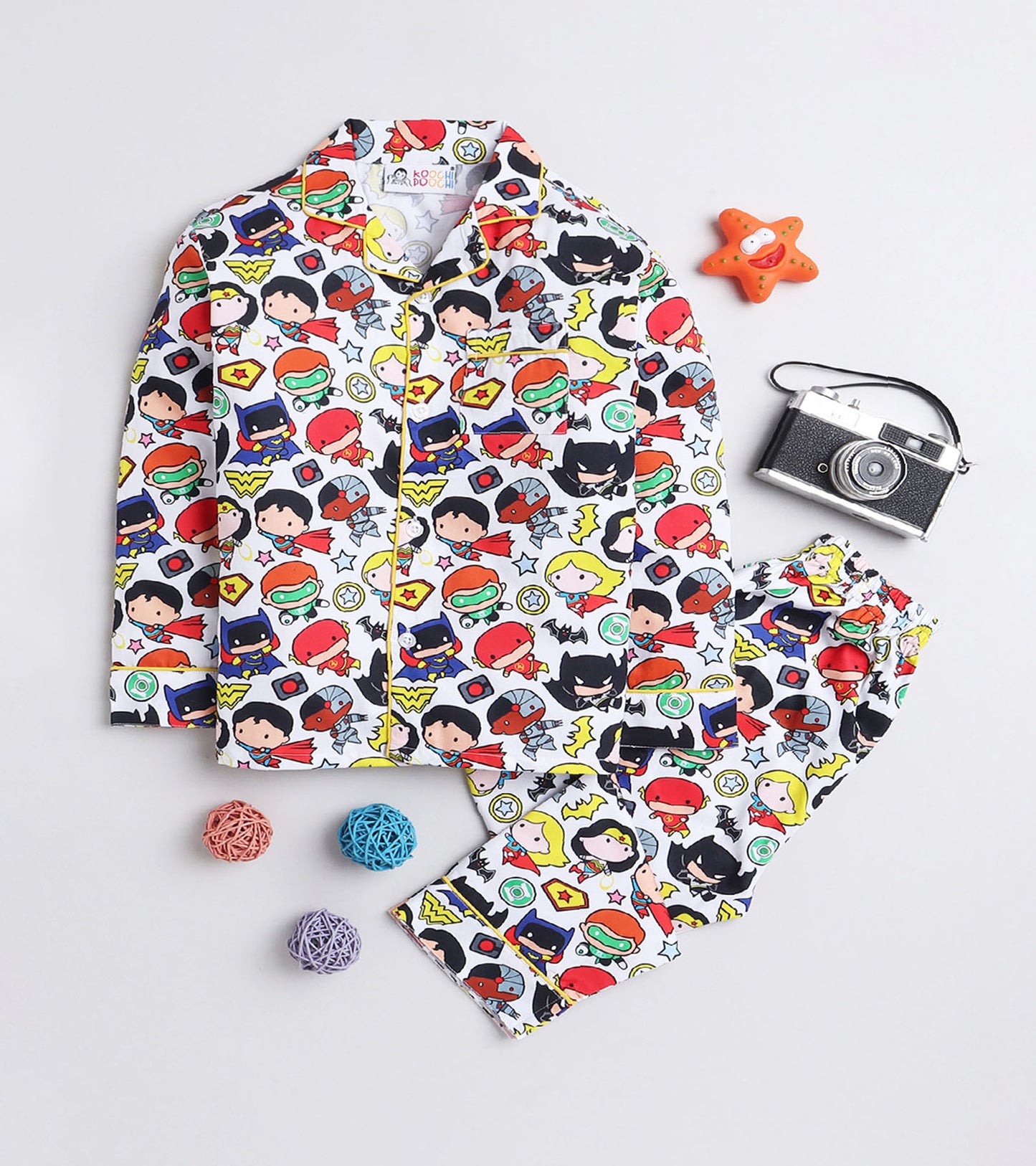 Mini Superhero Printed Night Suit Set