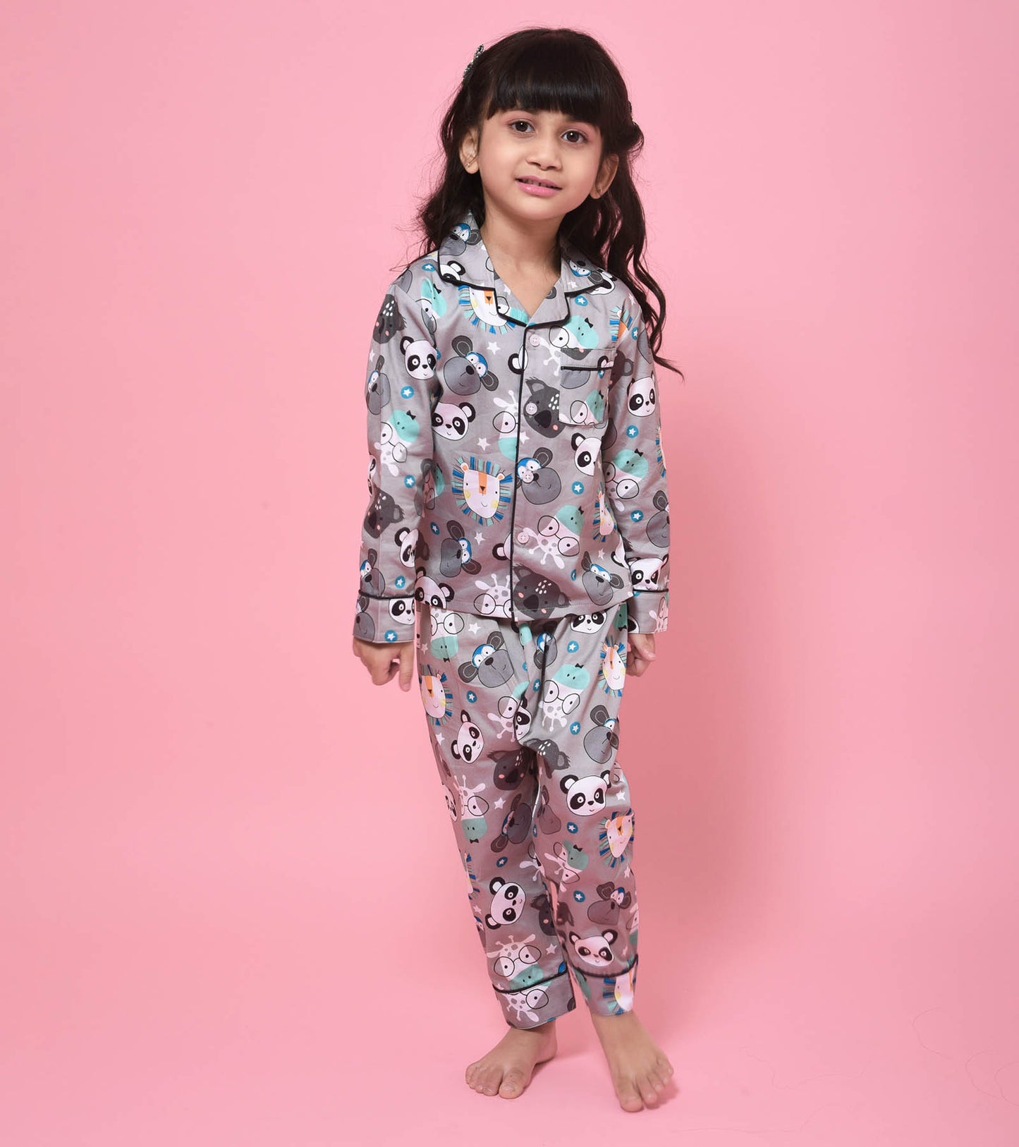 Panda Printed Girls Nightsuit Set