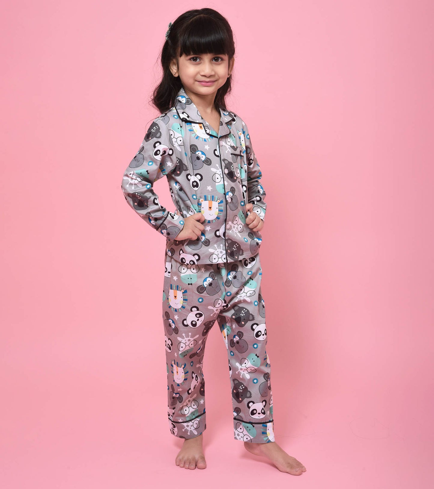 Panda Printed Girls Nightsuit Set
