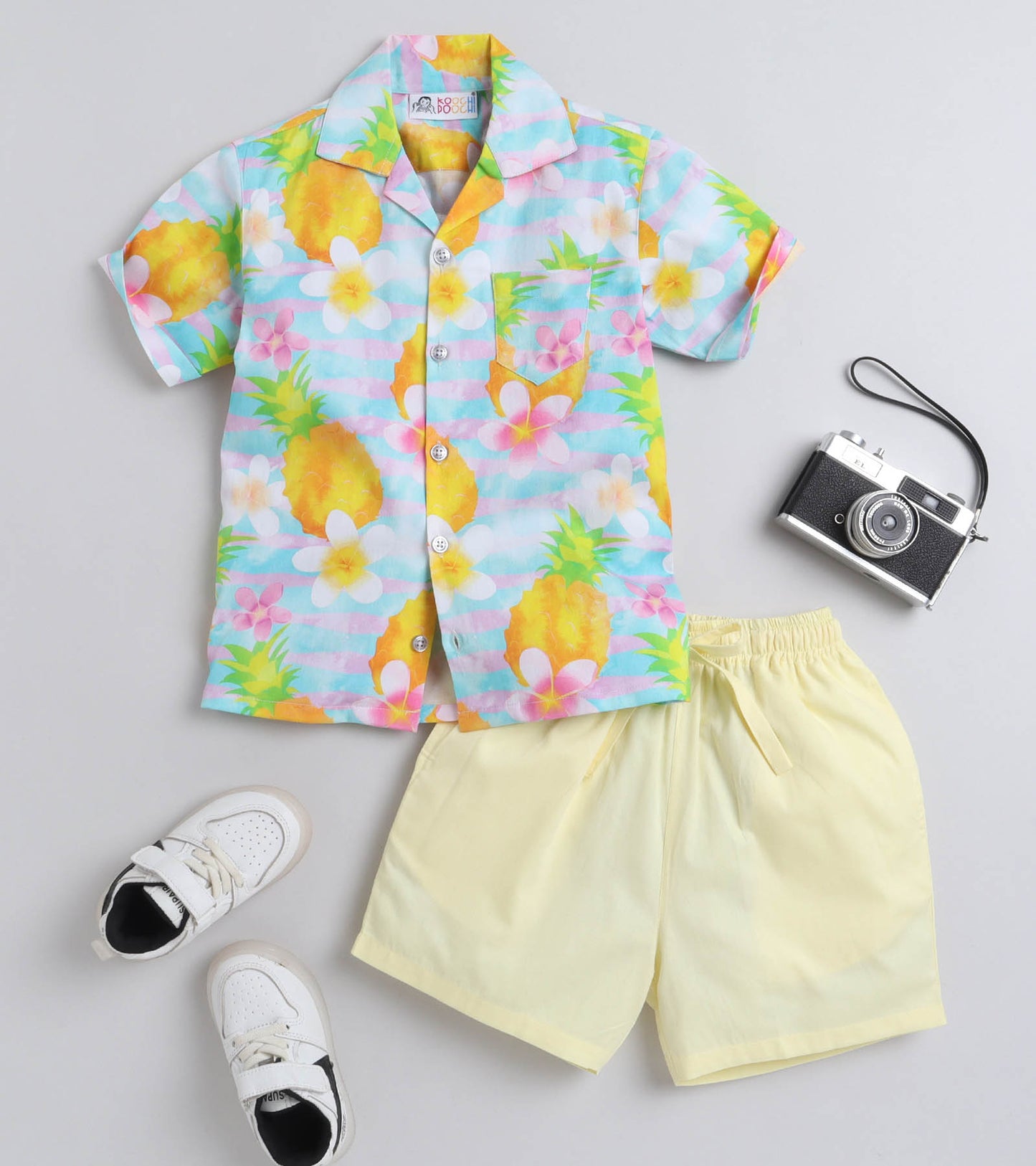 Pine Hawain Digital printed Shirt with Yellow solid Shorts