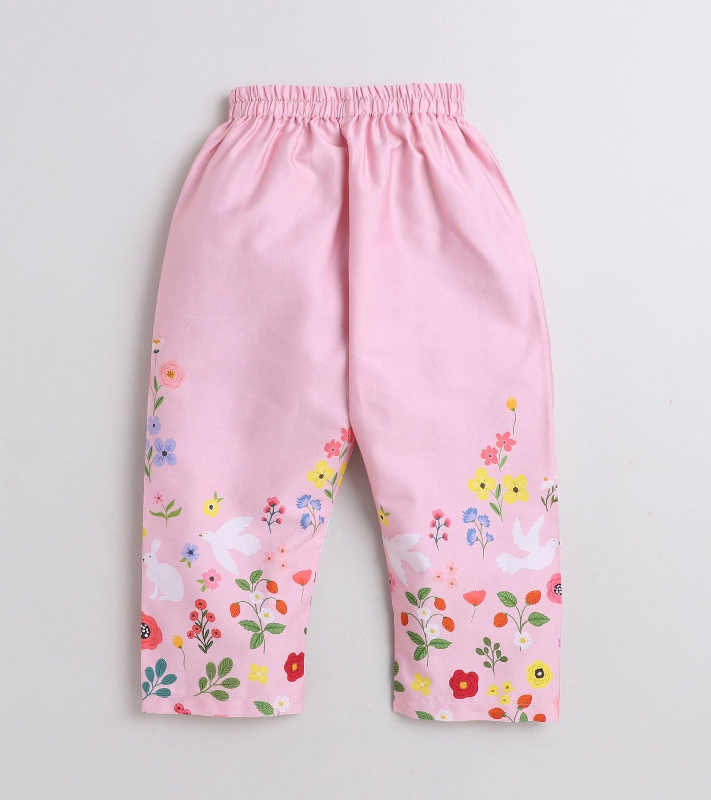 Pink Floral Printed Girls Nightsuit Set - koochi Poochi