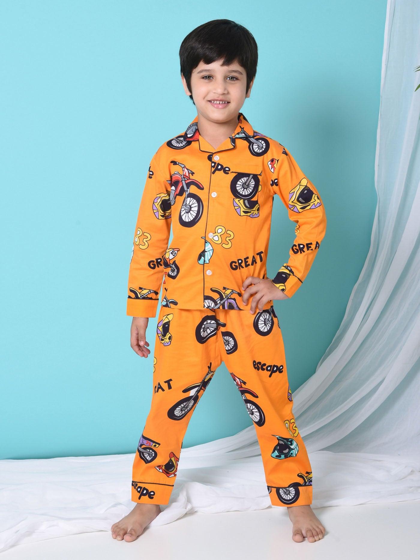 Racing Bike printed Nightsuit Set - koochi Poochi