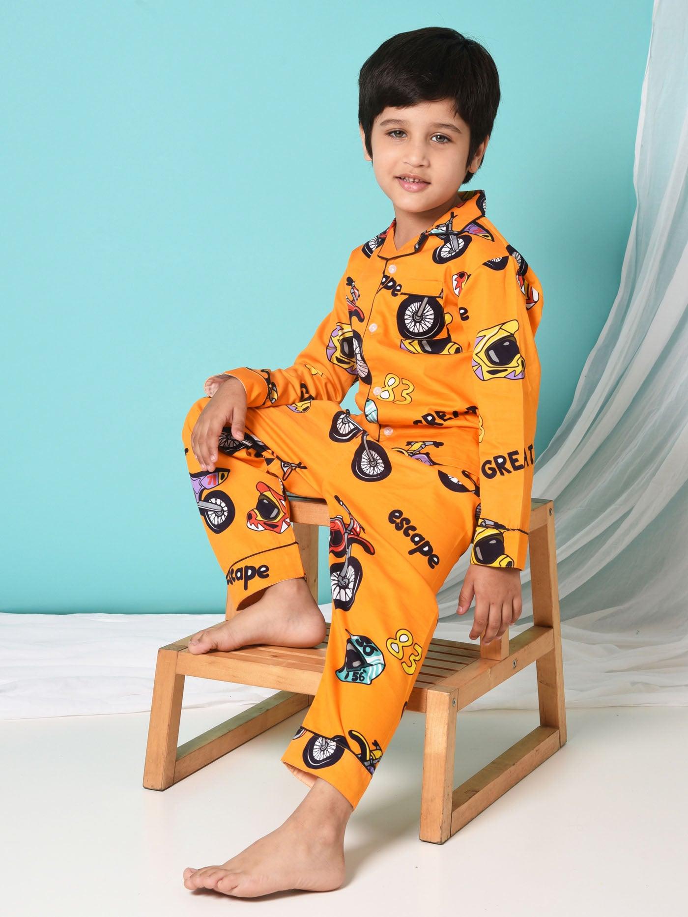 Racing Bike printed Nightsuit Set - koochi Poochi