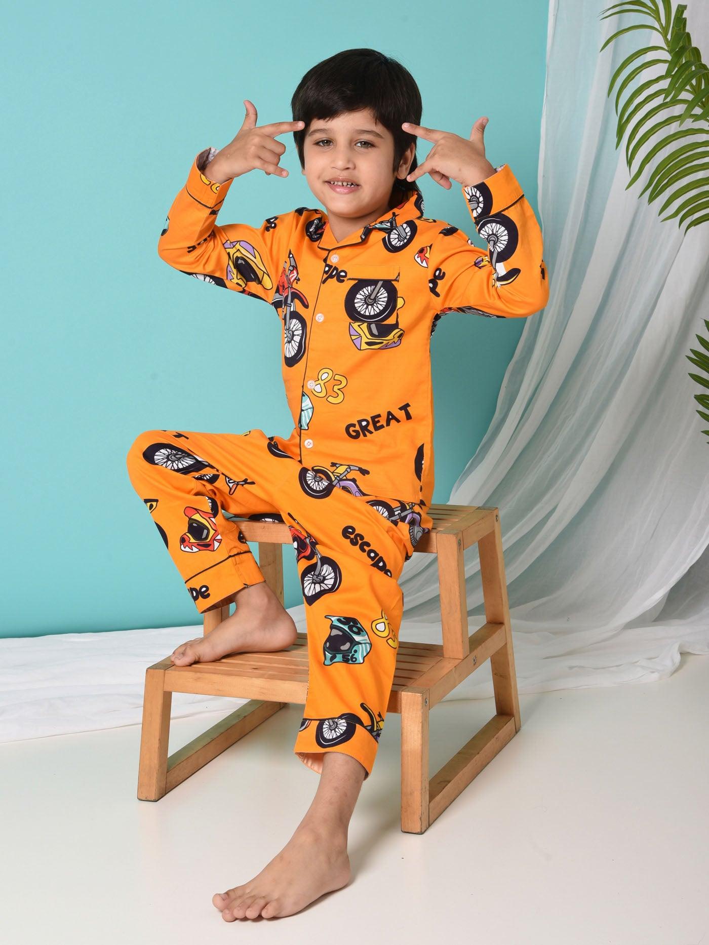 Racing Bike printed Nightsuit Set - koochi Poochi