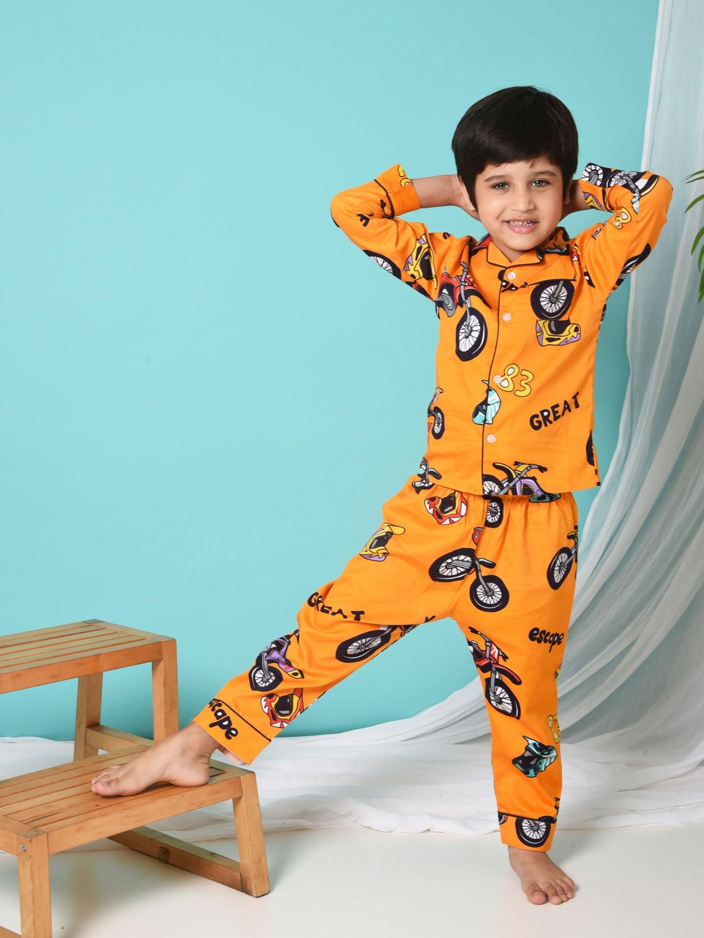 Racing Bike printed Nightsuit Set - koochi Poochi