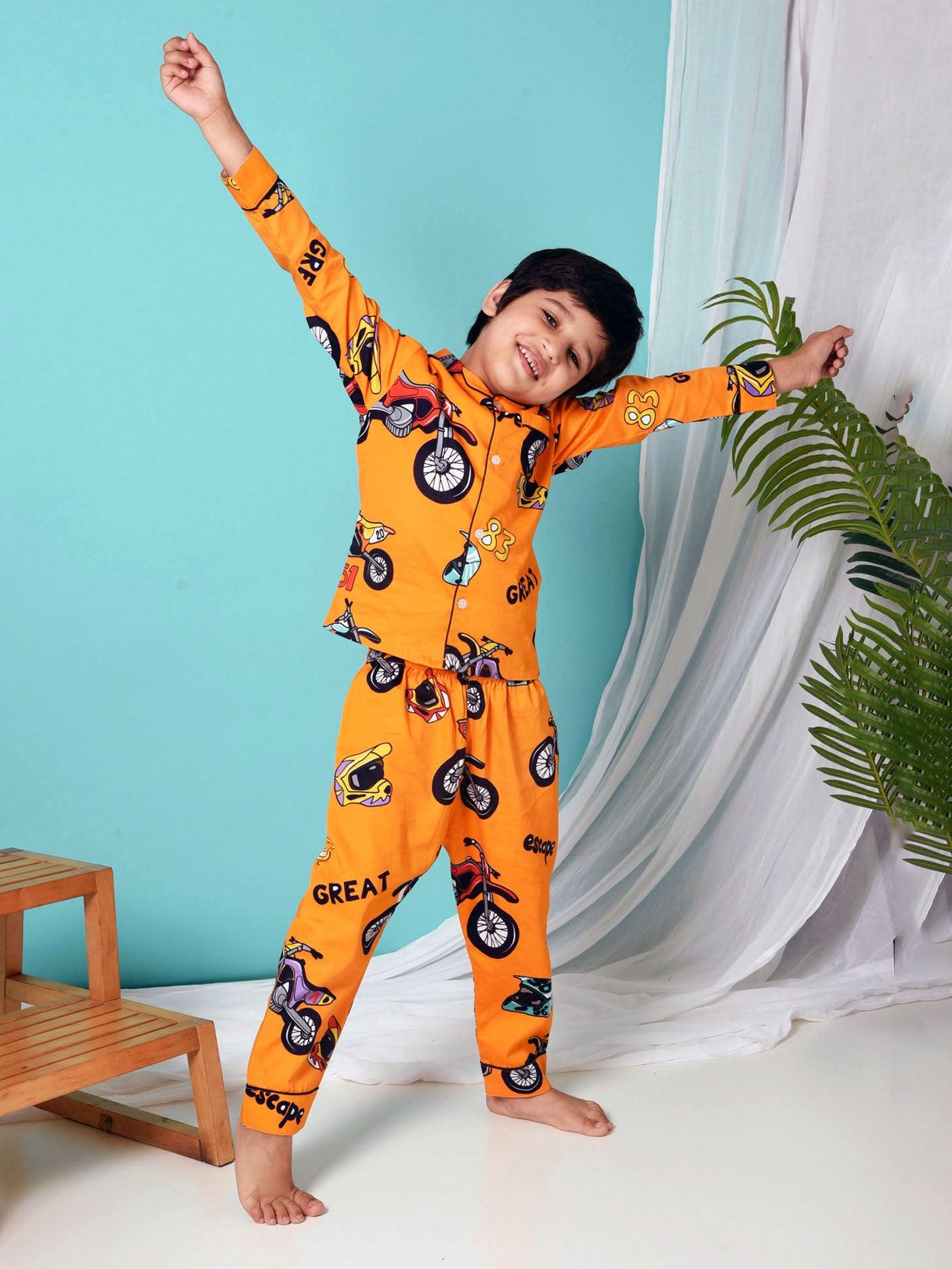 Racing Bike printed Nightsuit Set - koochi Poochi