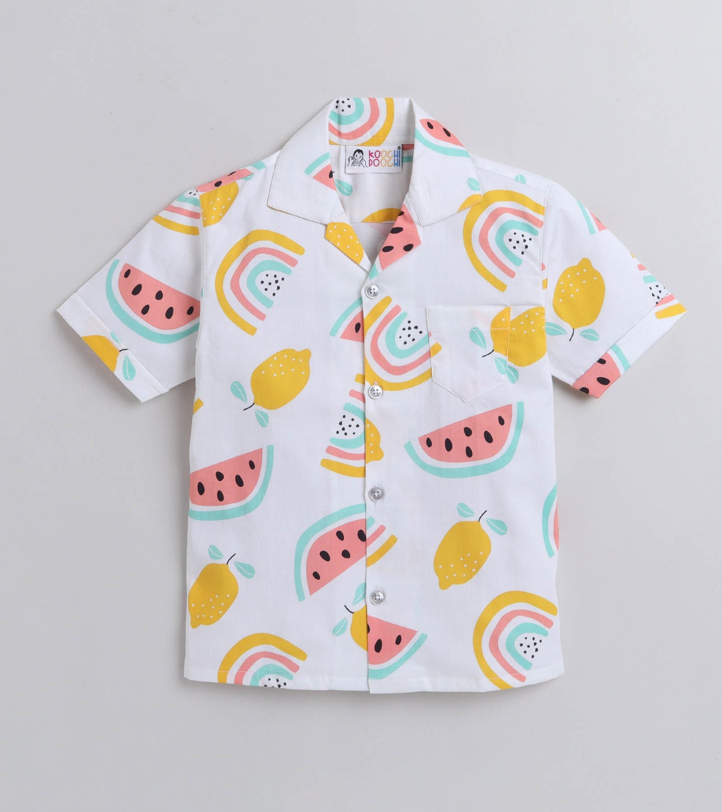 Rainbow Digital printed Shirt with White solid Shorts