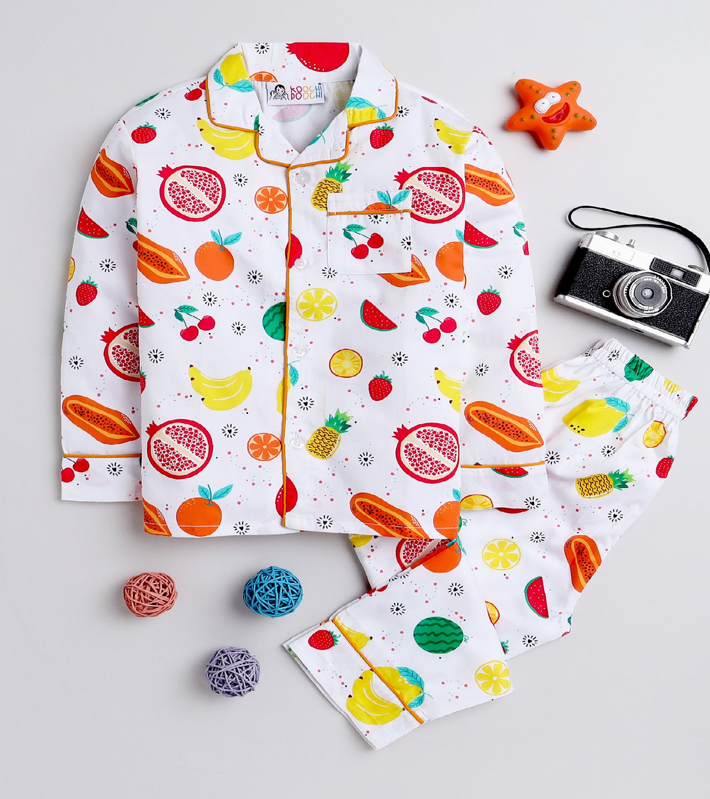 Rainbow Fruits Printed Night Suit Set