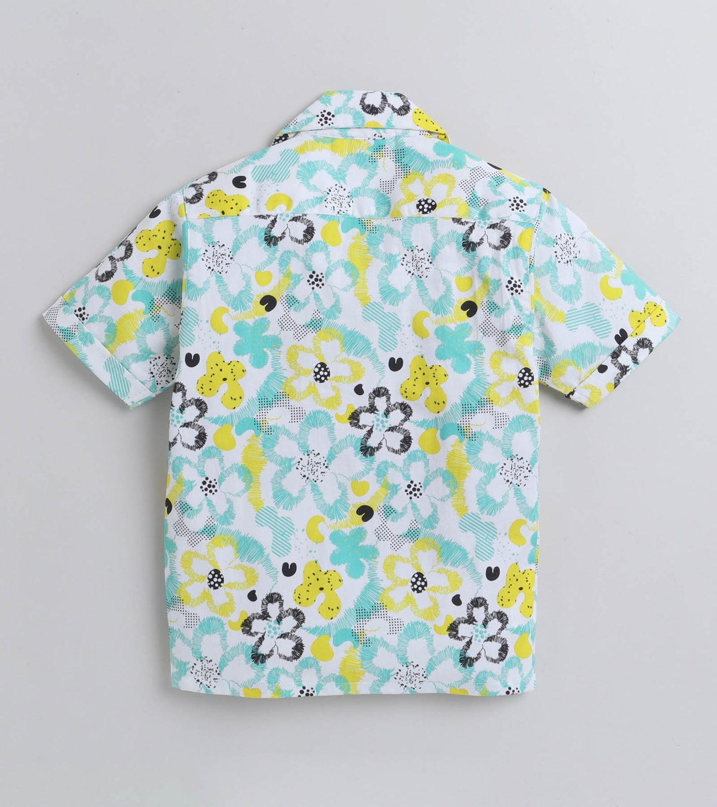 Reverse Flower Digital printed Shirt with White solid Shorts