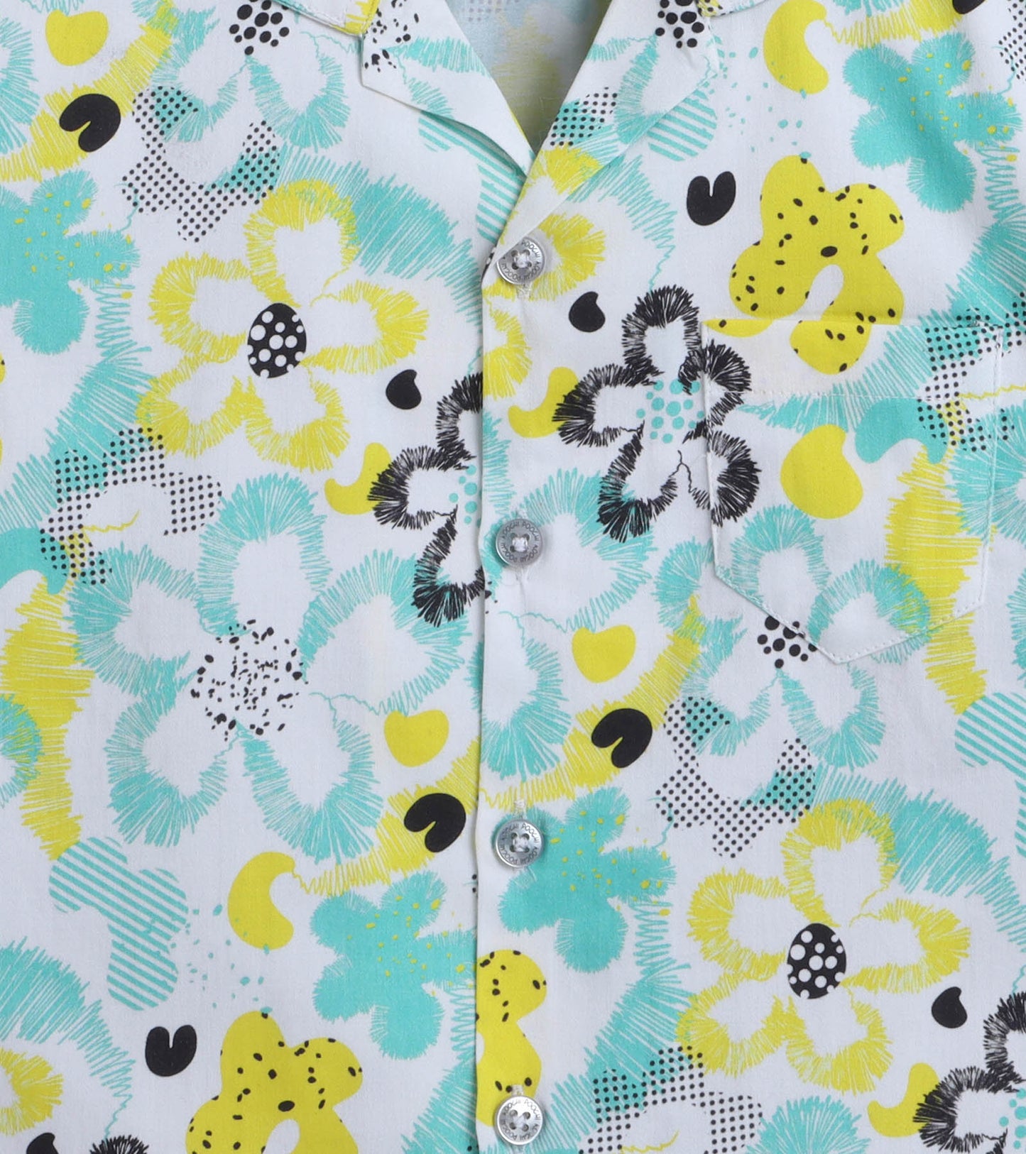 Reverse Flower Digital printed Shirt with White solid Shorts