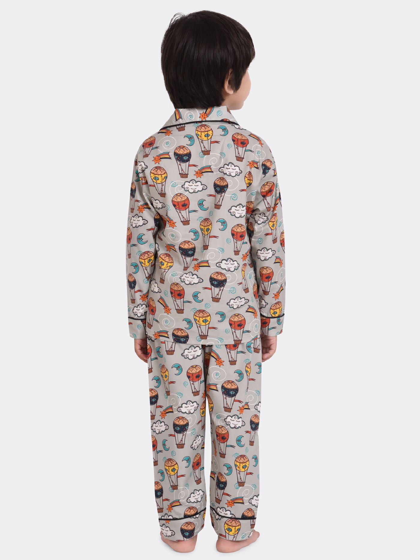 Sky Balloon Grey Printed Nightsuit Set