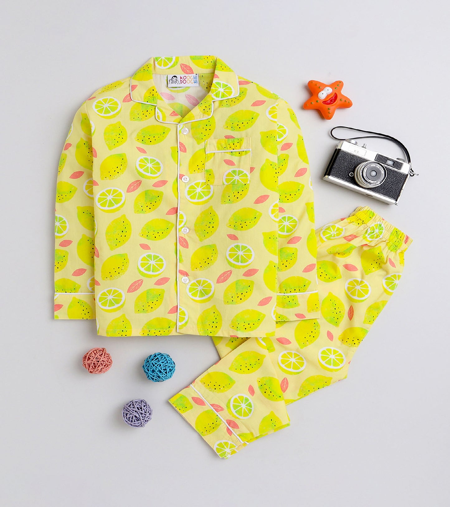 Sunshine Lemon Printed Night Suit Set