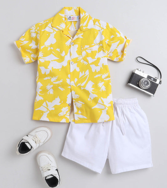 Sunshine Magic Digital printed Shirt with White solid Shorts
