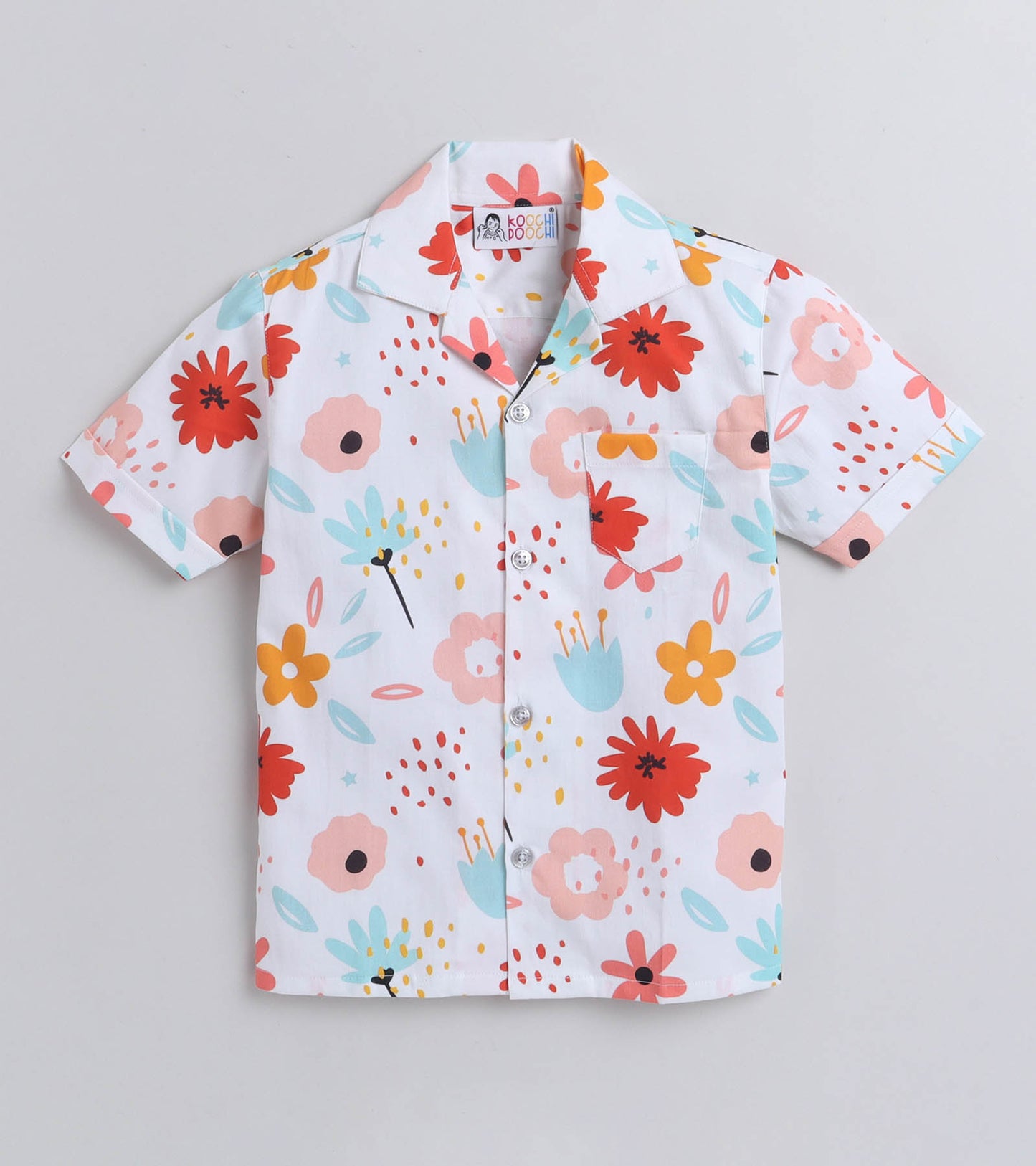 Tulip Flower Digital printed Shirt with Yellow solid Shorts