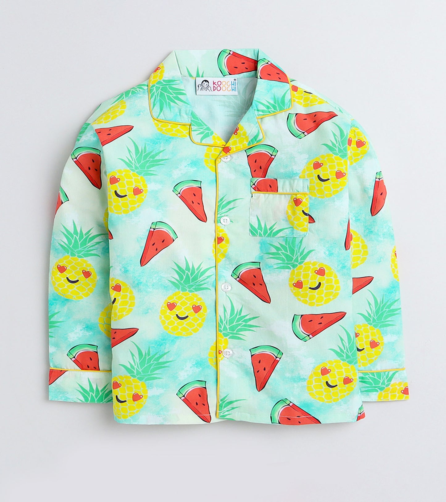 Watermelons and Smiley Pineapple Printed Night Suit Set