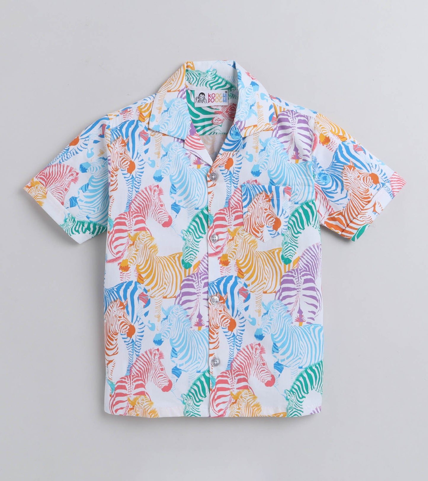 Zebra Digital printed Shirt with Blue solid Shorts