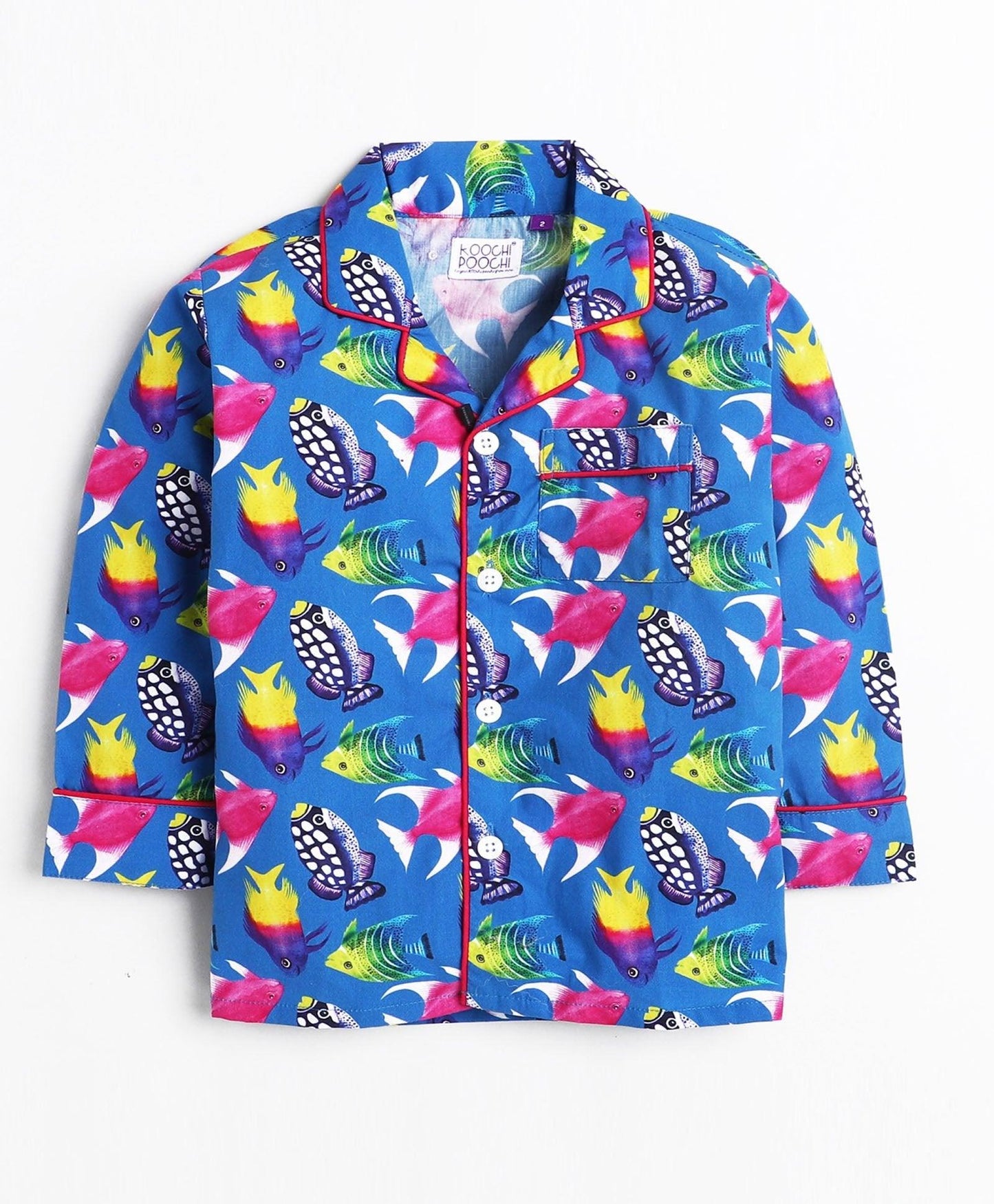 Blue Marine Printed Night Suit Set
