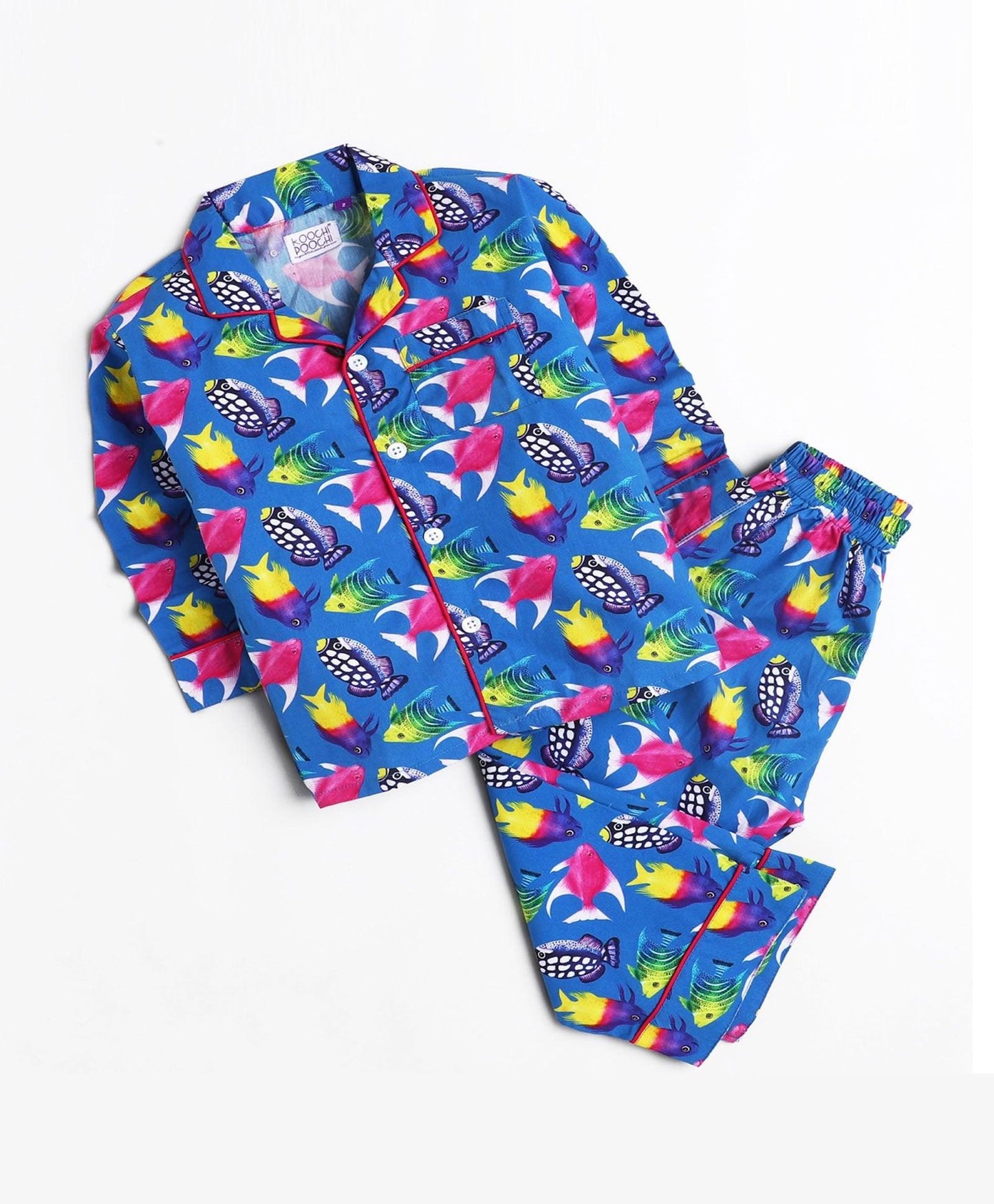 Blue Marine Printed Night Suit Set