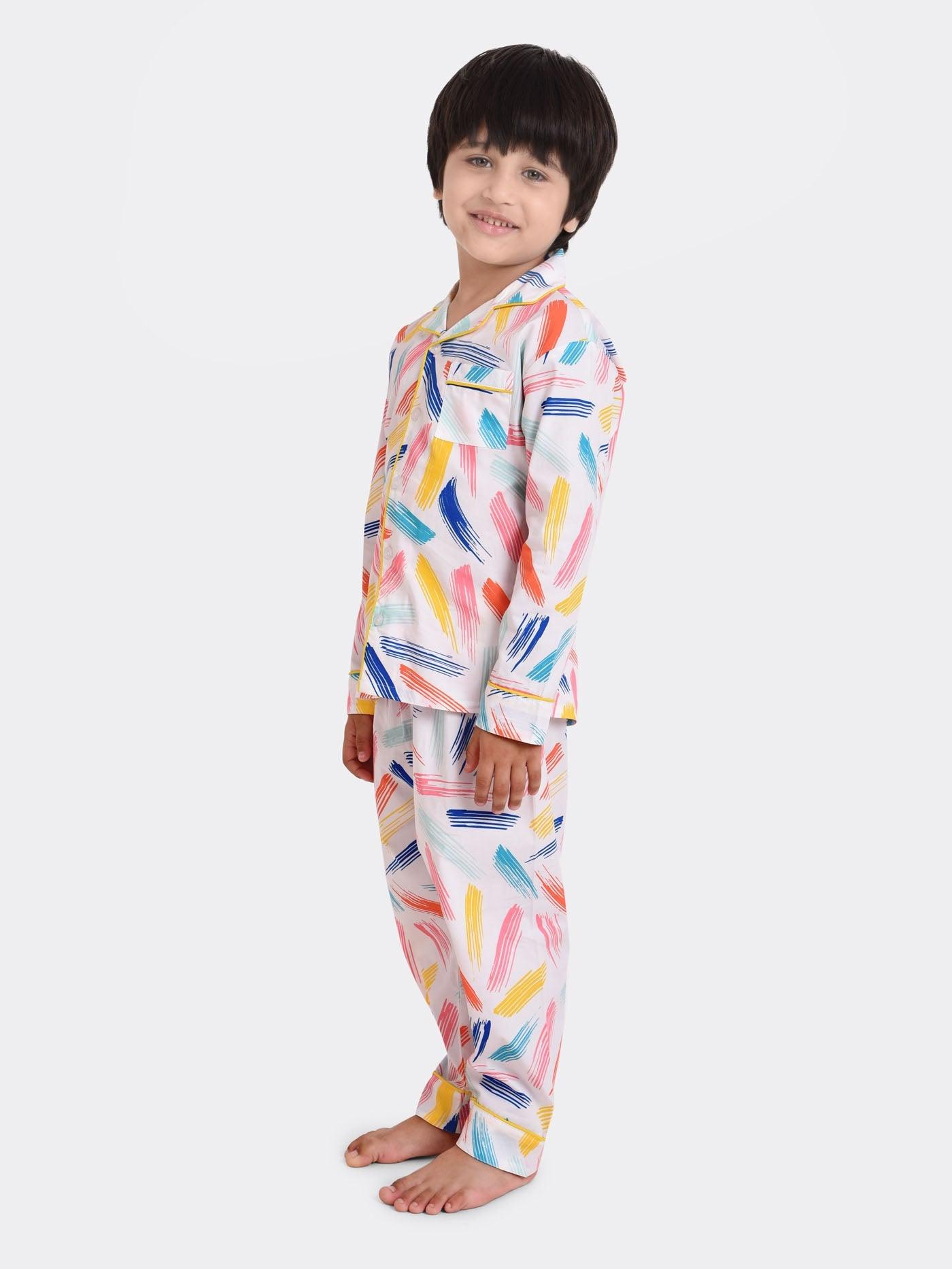 Brush Stroke Printed Nightsuit Set
