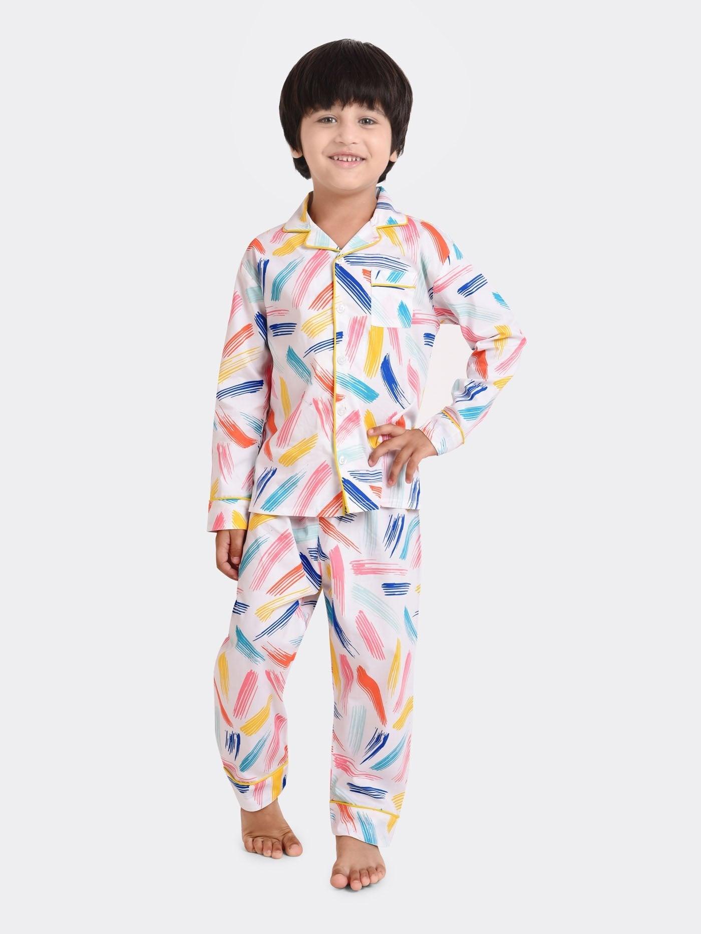 Brush Stroke Printed Nightsuit Set