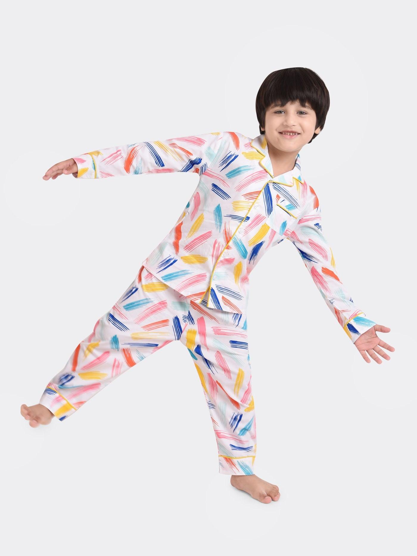Brush Stroke Printed Nightsuit Set