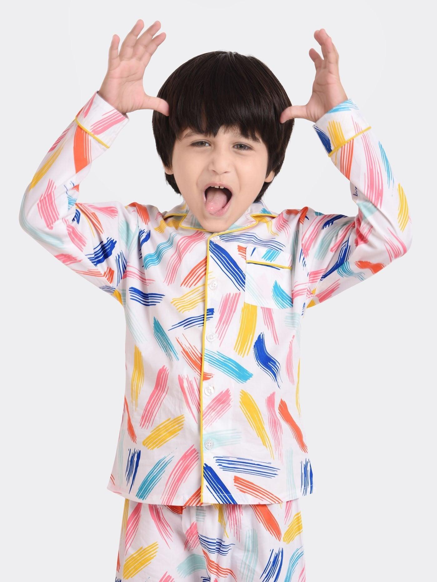 Brush Stroke Printed Nightsuit Set