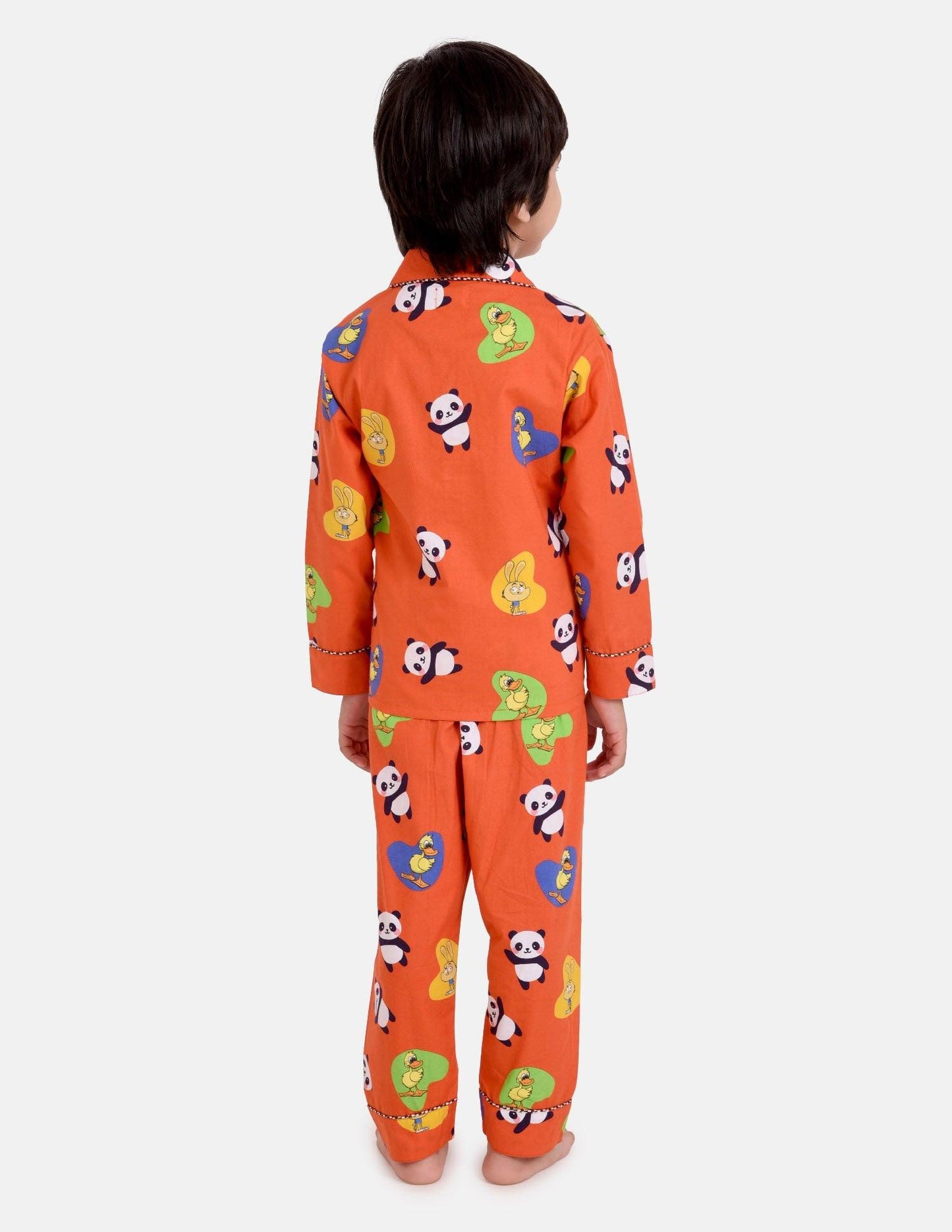 Cuteness In Orange Printed Night Suit Set