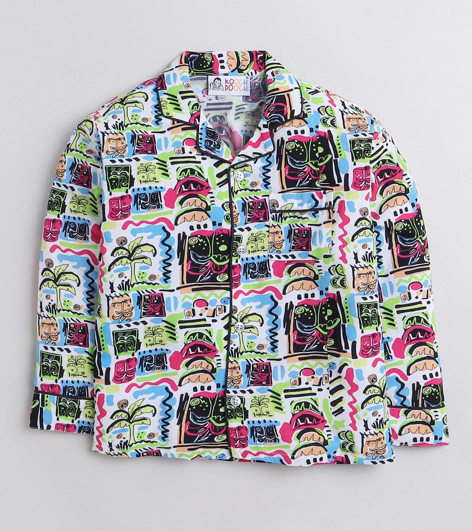 Doodled printed Nightsuit Set