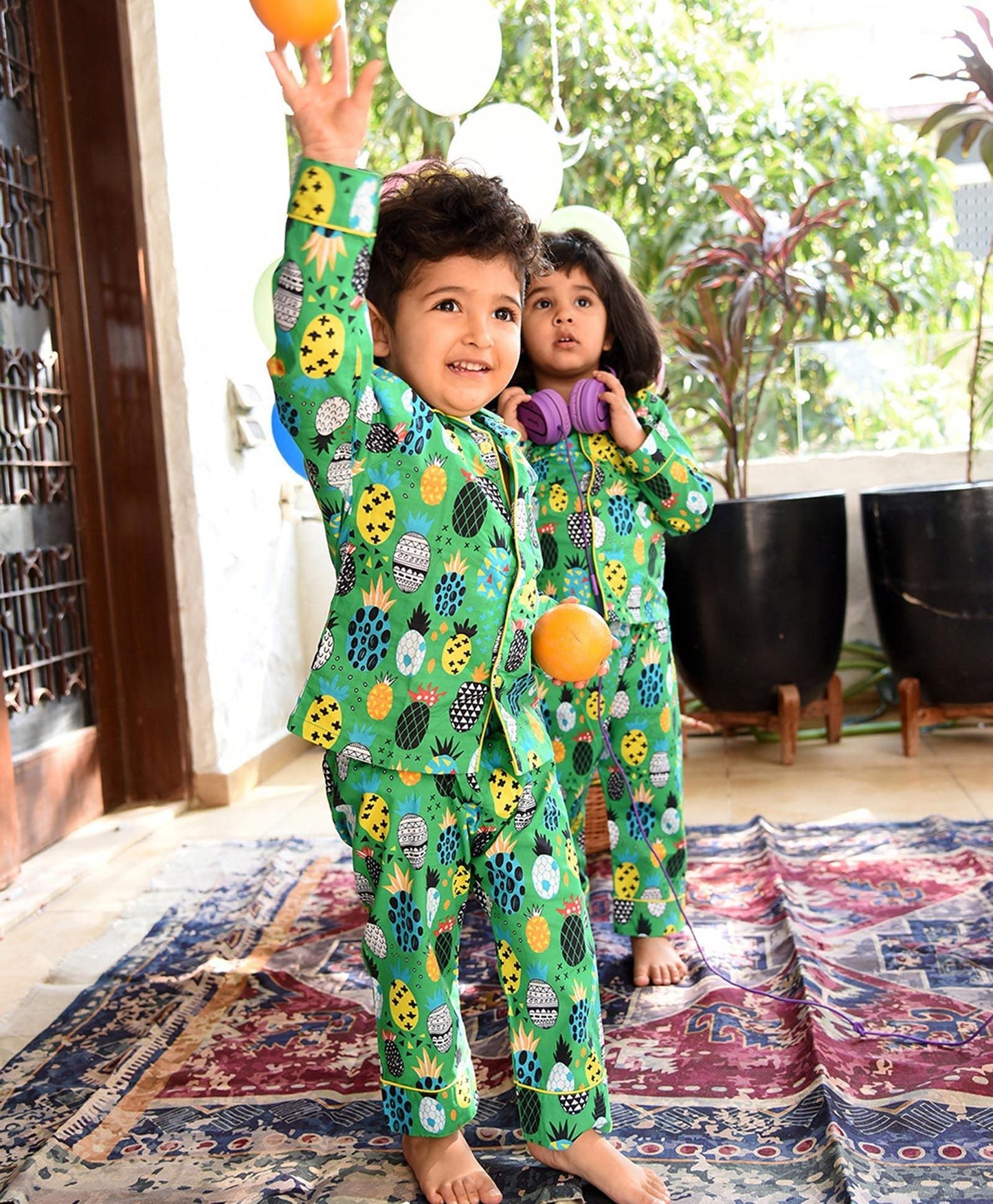 Green Pineapple Printed Night Suit Set