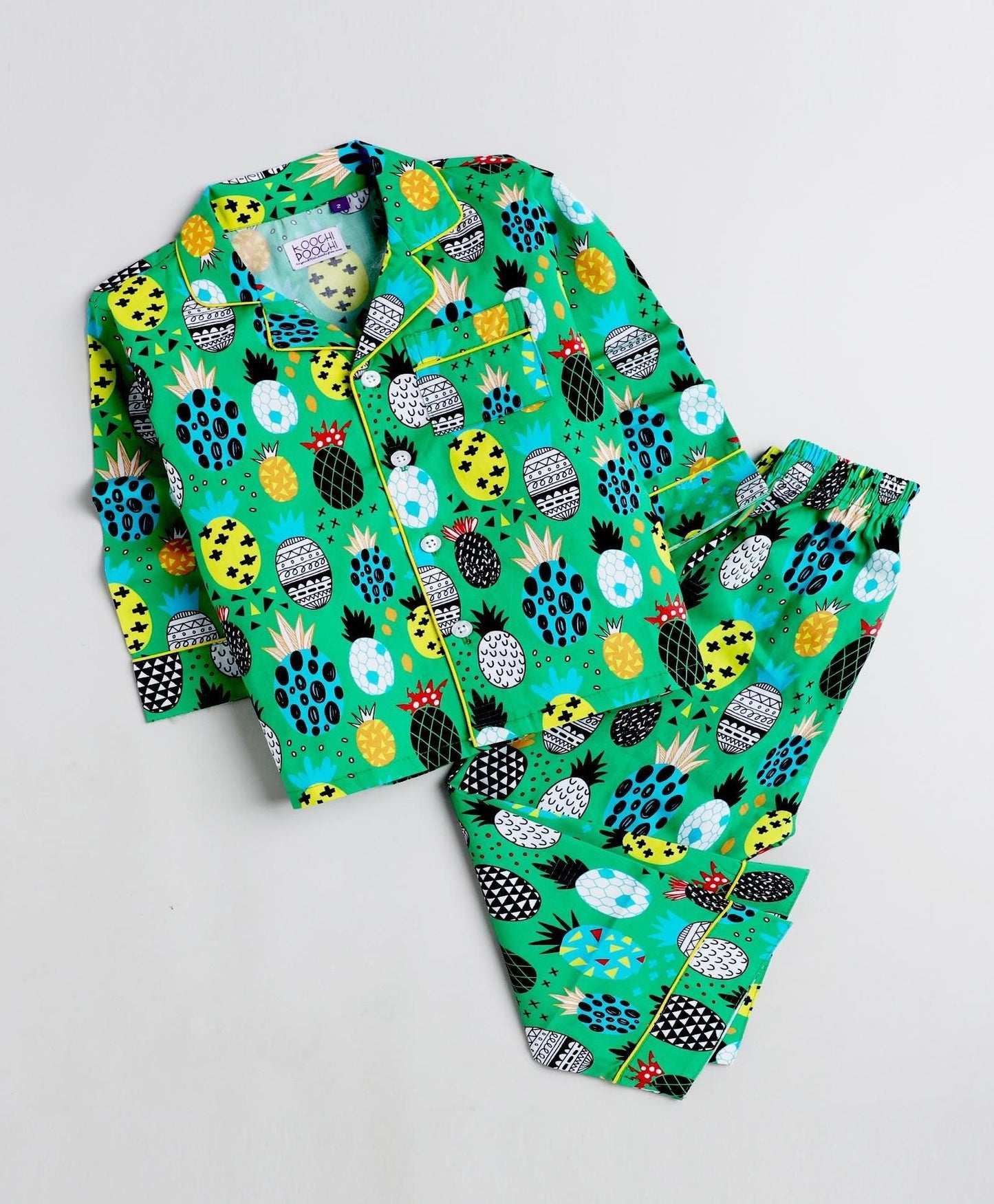 Green Pineapple Printed Night Suit Set