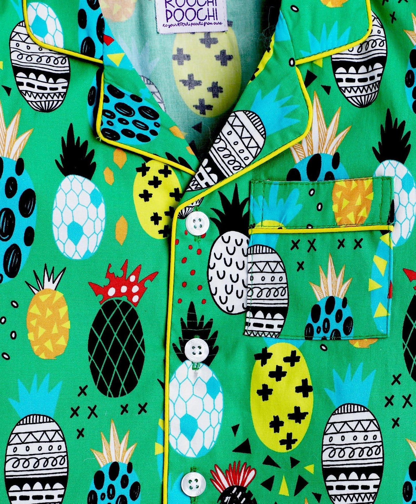 Green Pineapple Printed Night Suit Set