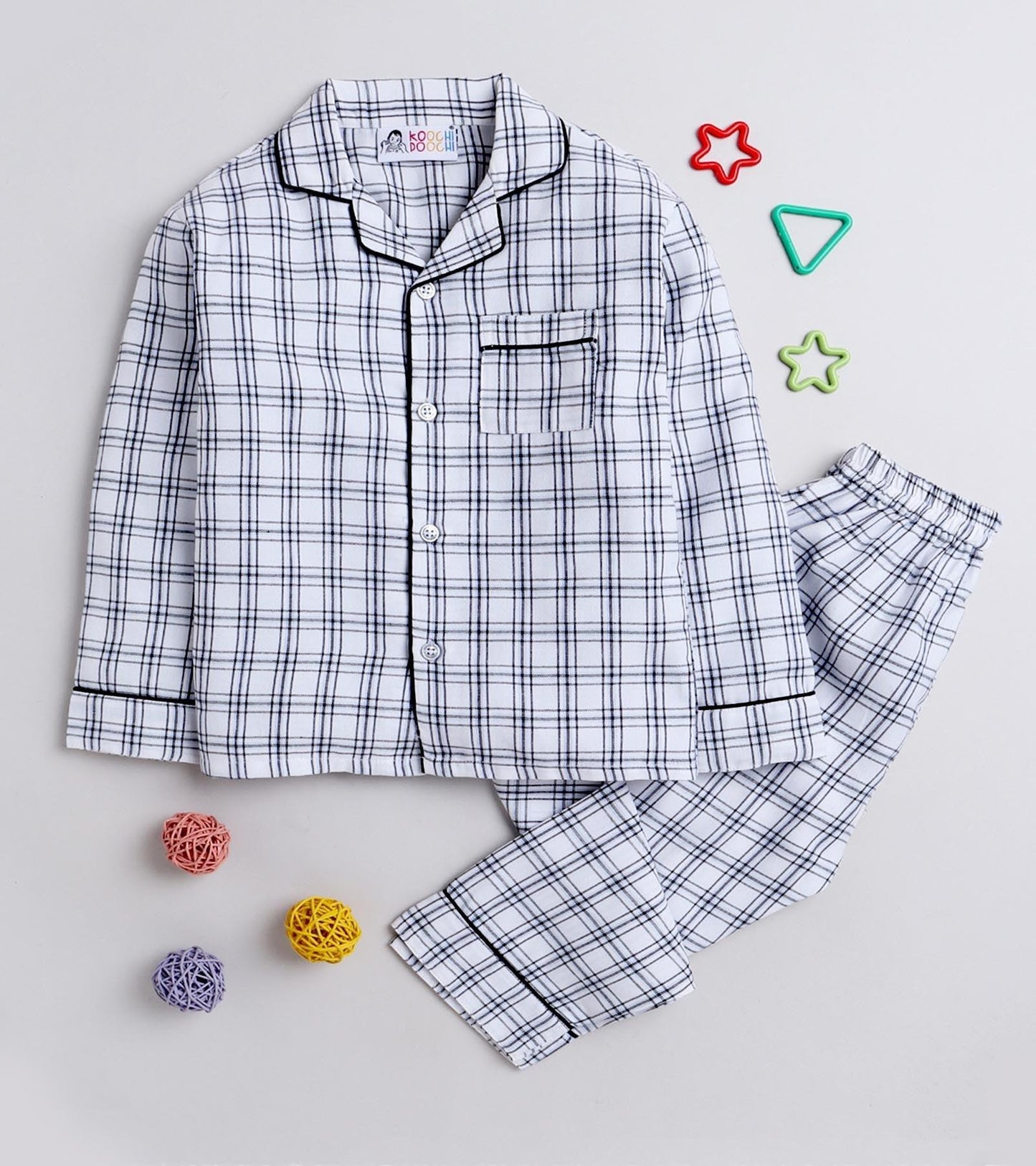 Grey Checks Nightsuit Set